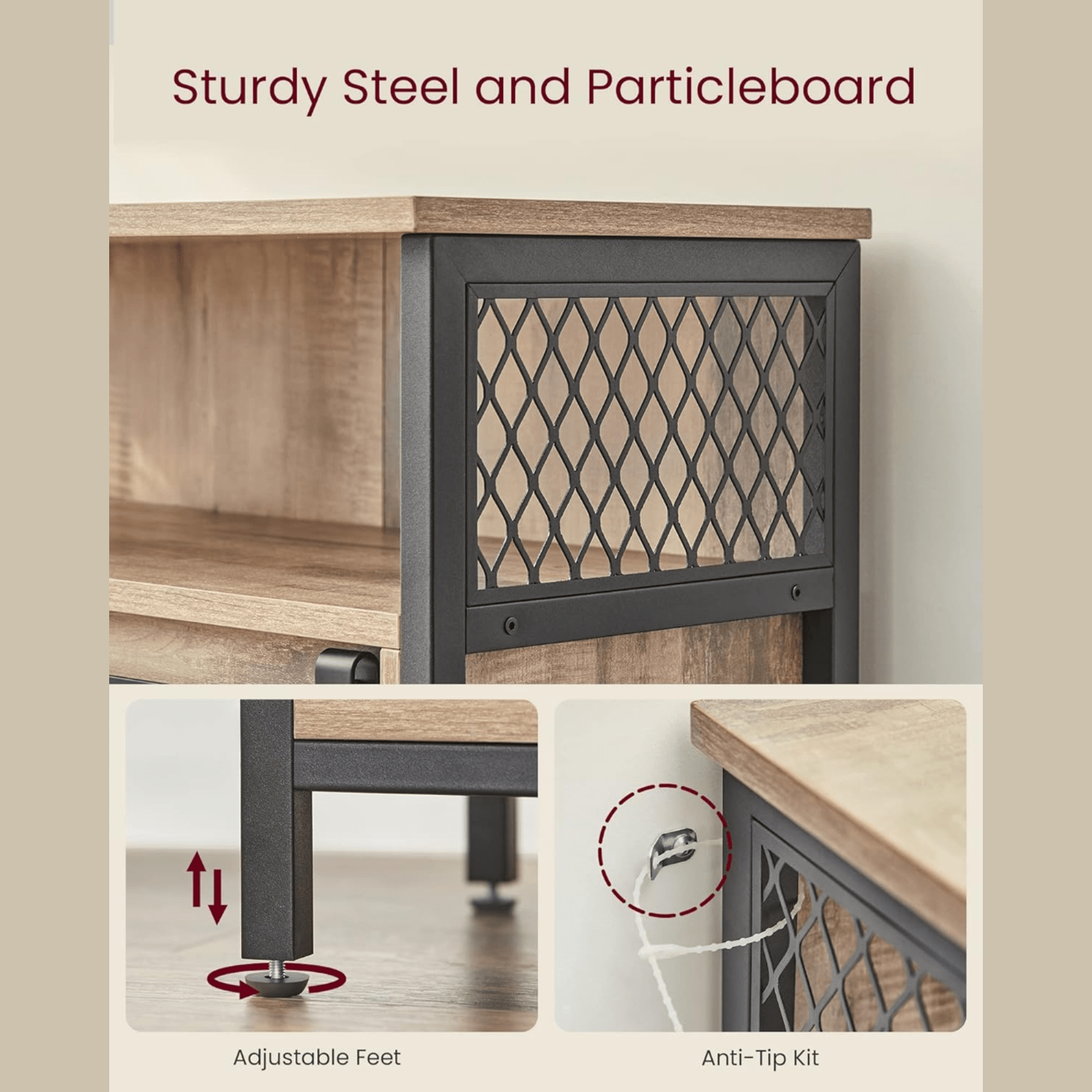 Vintage Industrial Sideboard Rustic Drinks Cabinet with Shelf Side Storage Unit - Home and Garden Furniture Shop - rustic - furniture