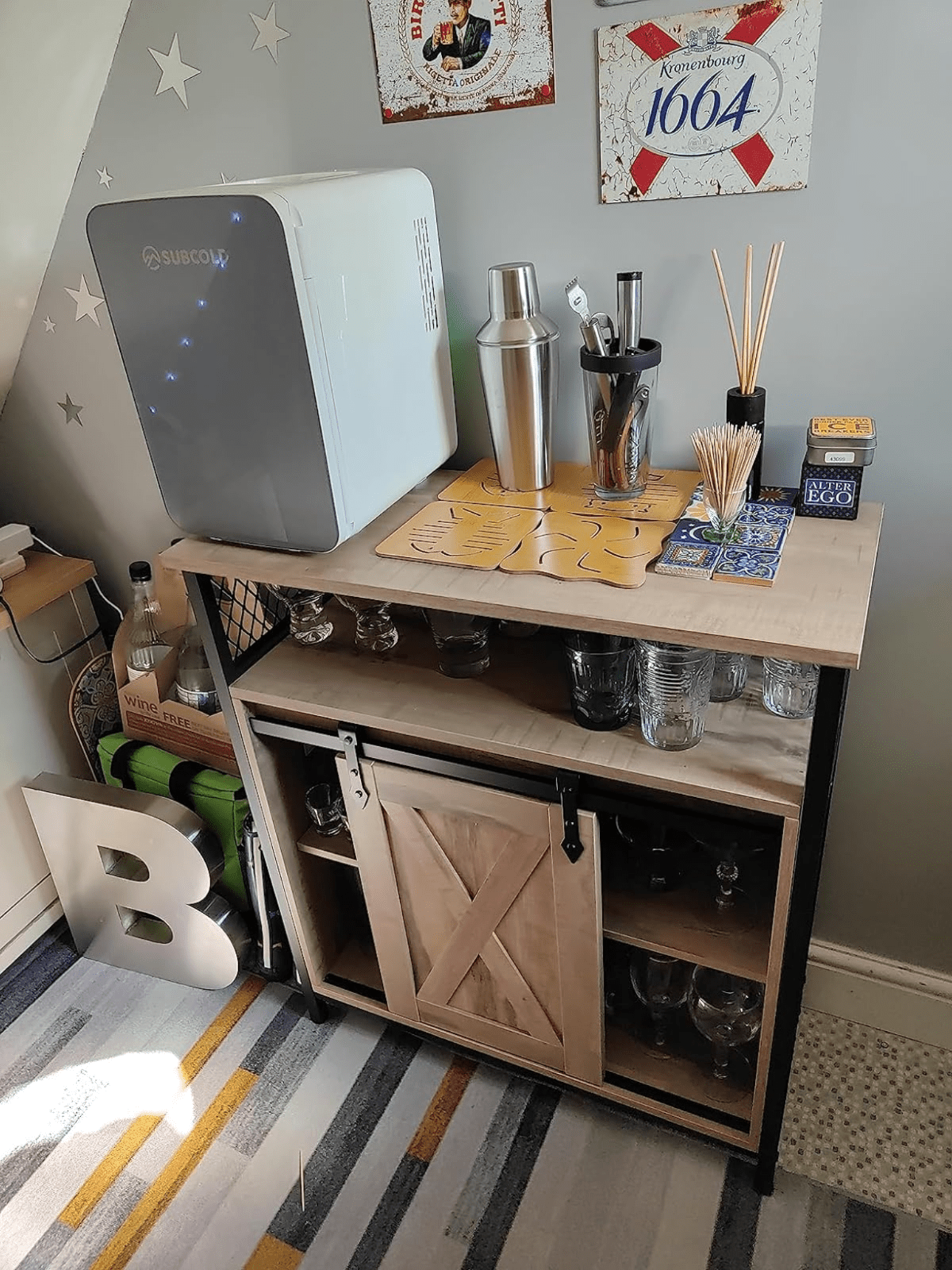 Vintage Industrial Sideboard Rustic Drinks Cabinet with Shelf Side Storage Unit - Home and Garden Furniture Shop - rustic - furniture