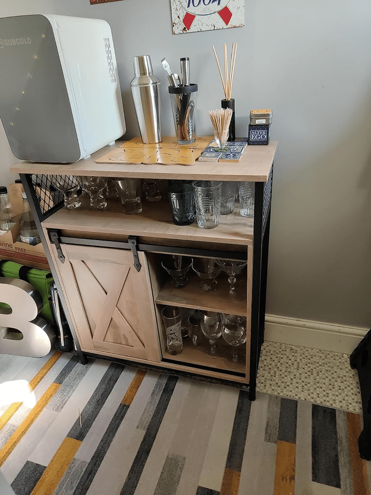 Vintage Industrial Sideboard Rustic Drinks Cabinet with Shelf Side Storage Unit - Home and Garden Furniture Shop - rustic - furniture