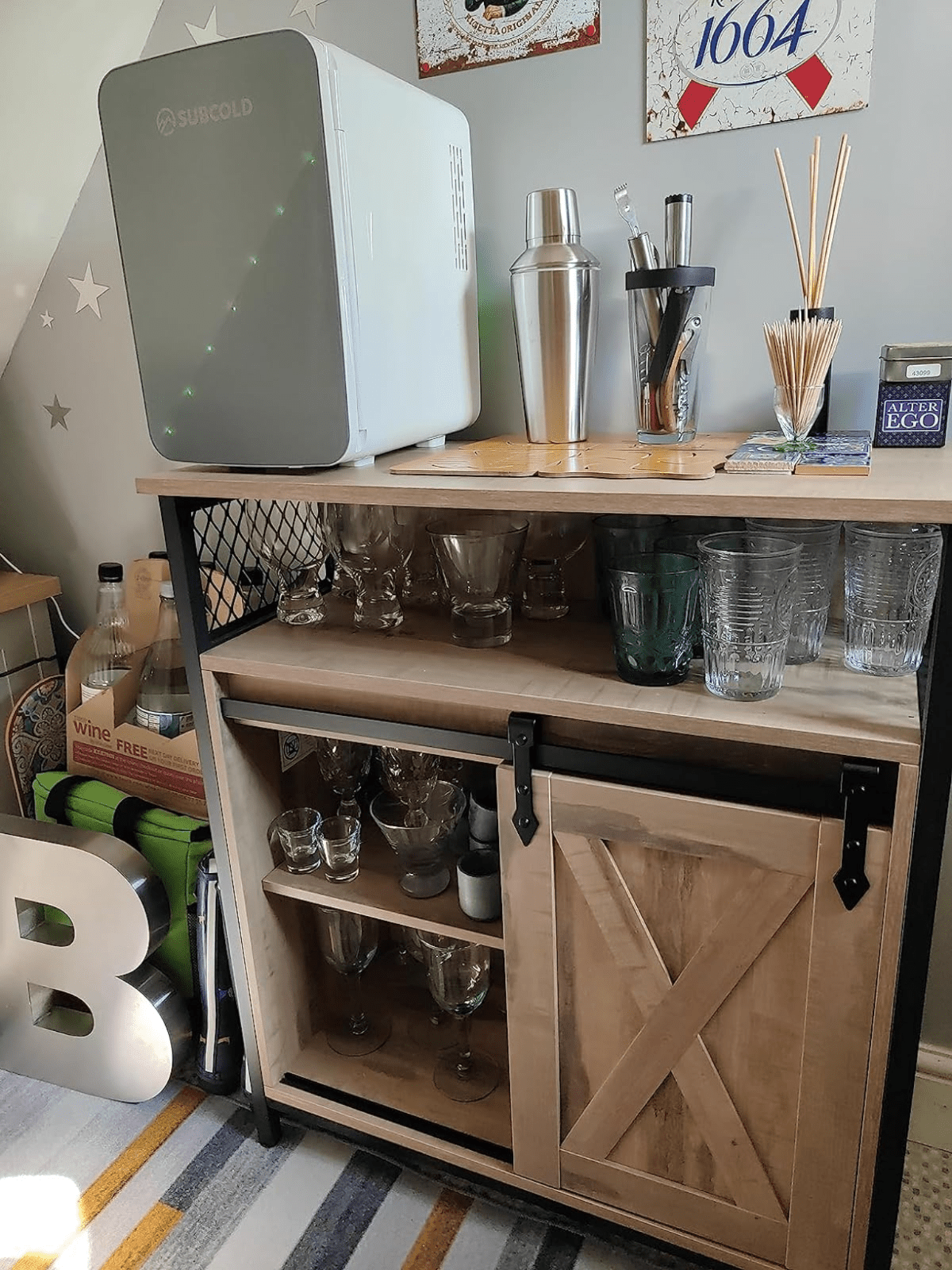 Vintage Industrial Sideboard Rustic Drinks Cabinet with Shelf Side Storage Unit - Home and Garden Furniture Shop - rustic - furniture