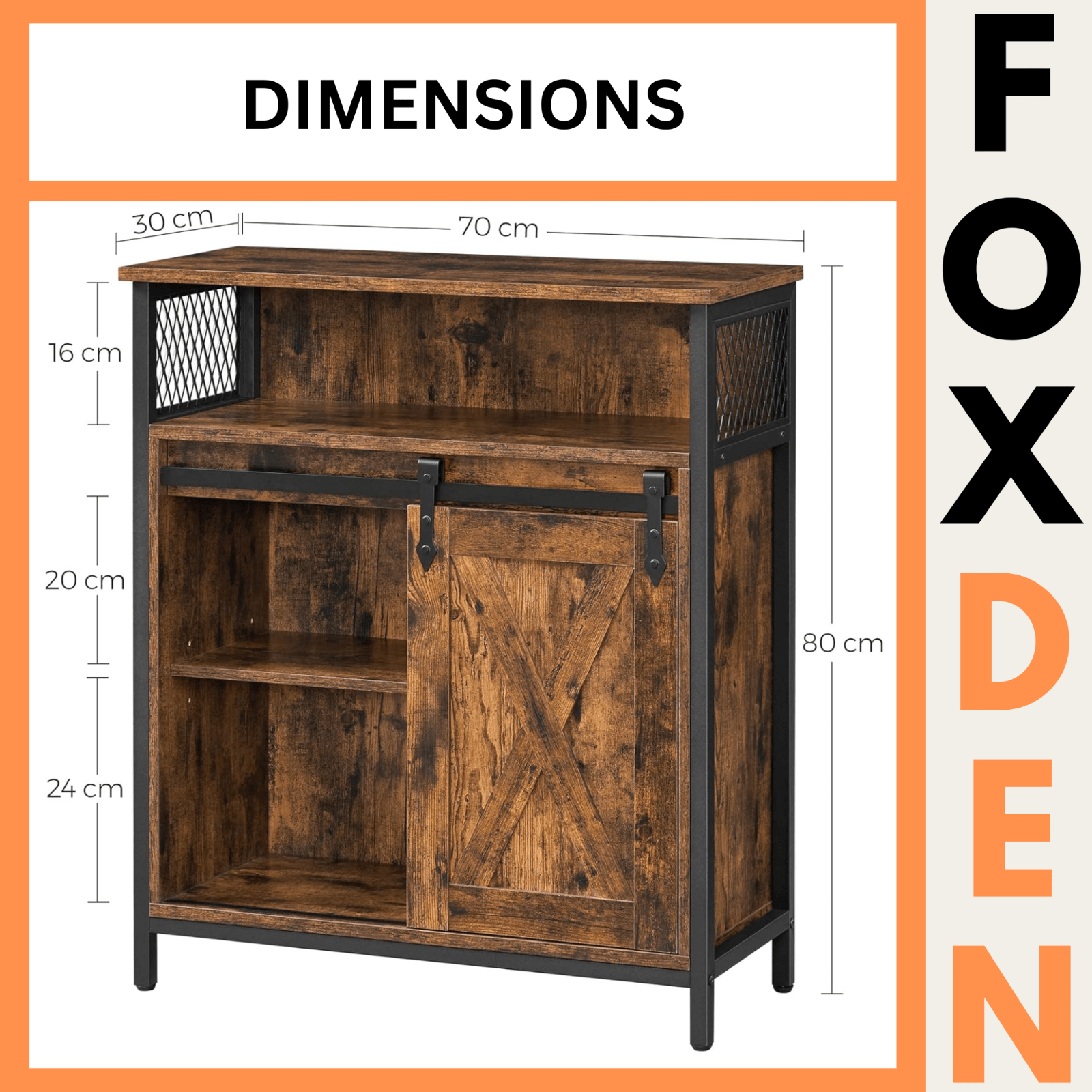 Vintage Industrial Sideboard Rustic Drinks Cabinet with Shelf Side Storage Unit - Home and Garden Furniture Shop - rustic - furniture