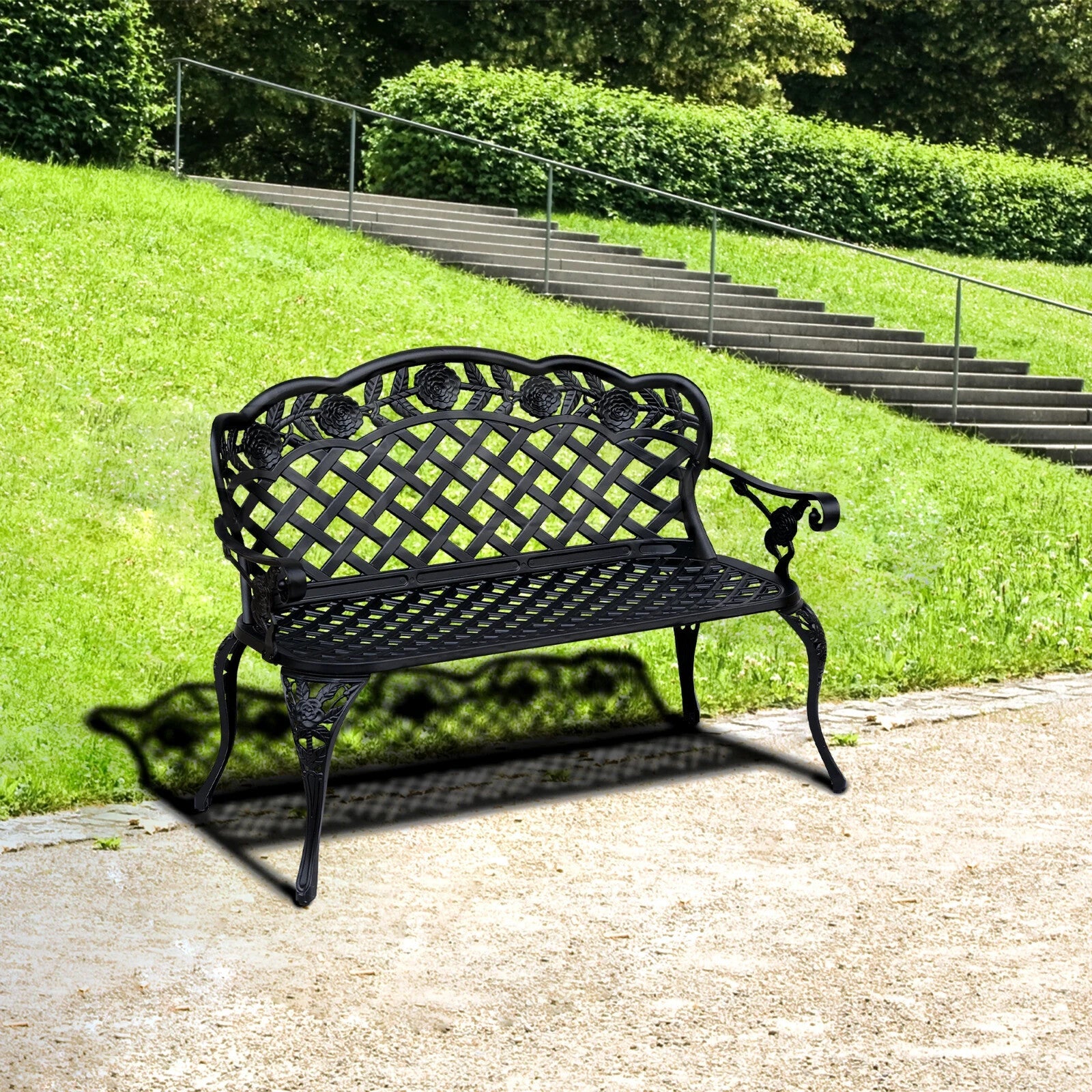 Vintage Metal Bench Cast Aluminium 2 Seater Love Seat French Garden Furniture - Home and Garden Furniture Shop - rustic - furniture