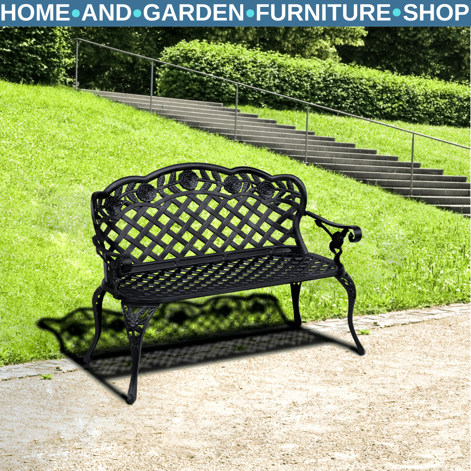 Vintage Metal Bench Cast Aluminium 2 Seater Love Seat French Garden Furniture - Home and Garden Furniture Shop - rustic - furniture