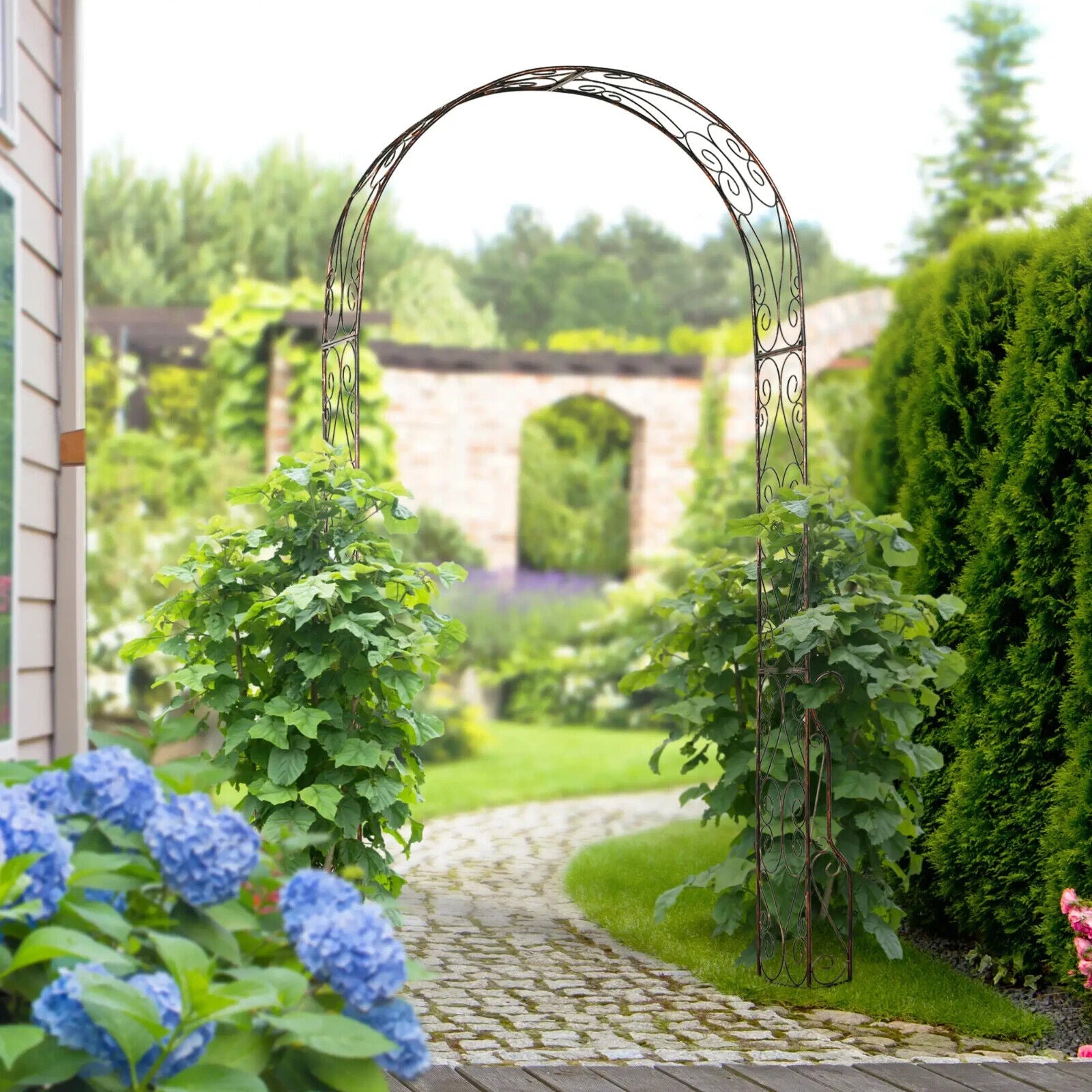 Vintage Metal Garden Arch Arbour Rose Climbing Archway Plant Wedding Decorative - Home and Garden Furniture Shop - #rustic - furniture#
