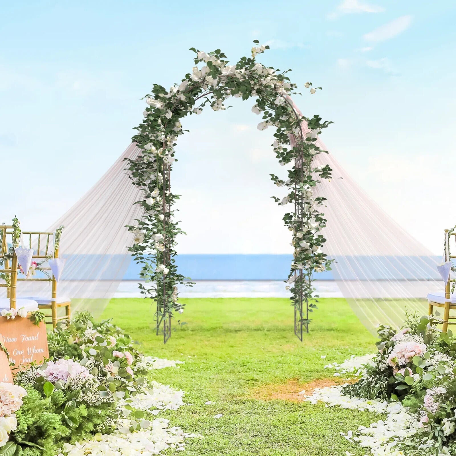 Vintage Metal Garden Arch Arbour Rose Climbing Archway Plant Wedding Decorative - Home and Garden Furniture Shop - #rustic - furniture#