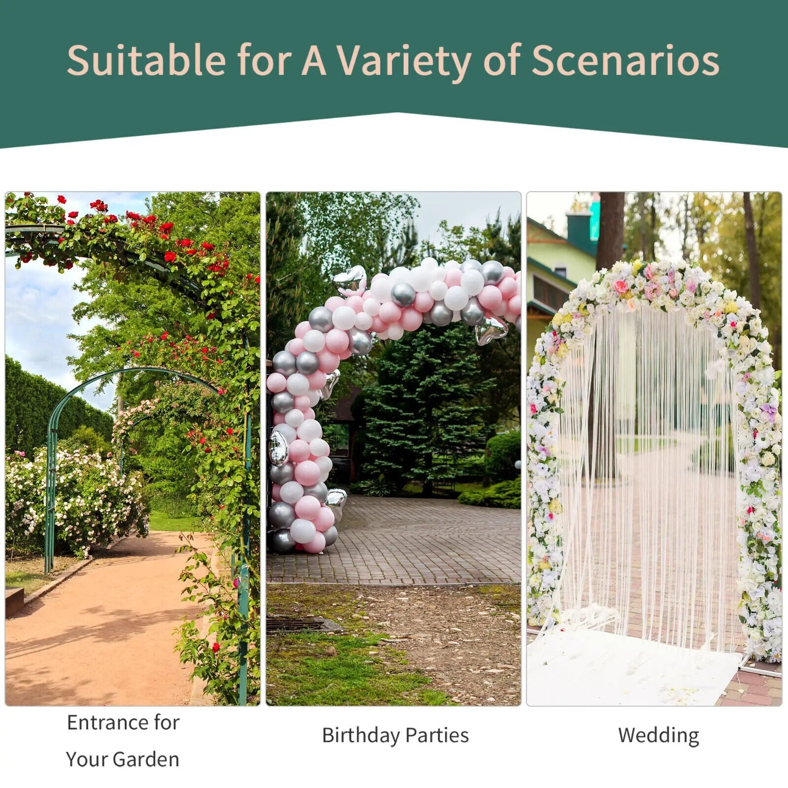 Vintage Metal Garden Arch Arbour Rose Climbing Archway Plant Wedding Decorative - Home and Garden Furniture Shop - #rustic - furniture#