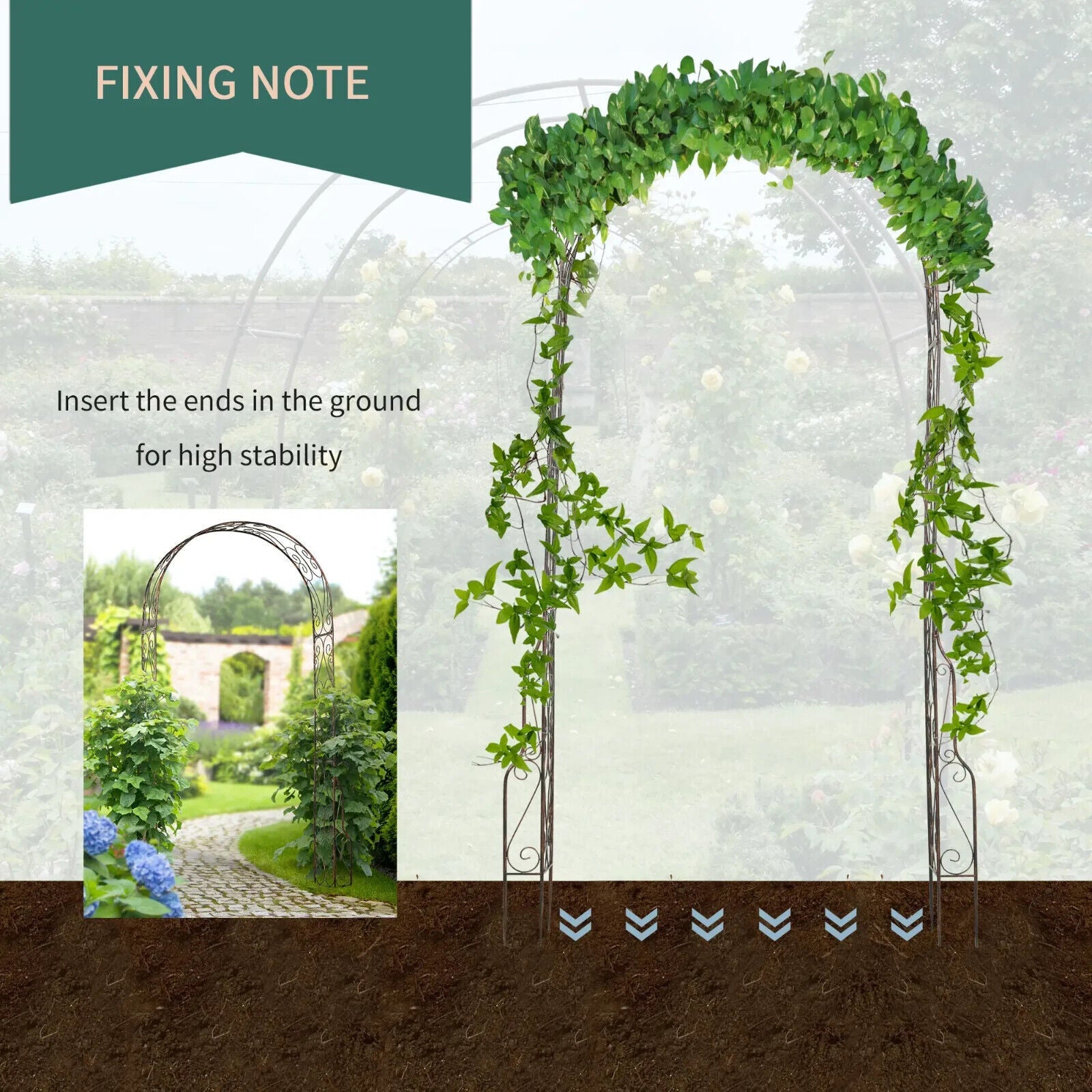 Vintage Metal Garden Arch Arbour Rose Climbing Archway Plant Wedding Decorative - Home and Garden Furniture Shop - #rustic - furniture#