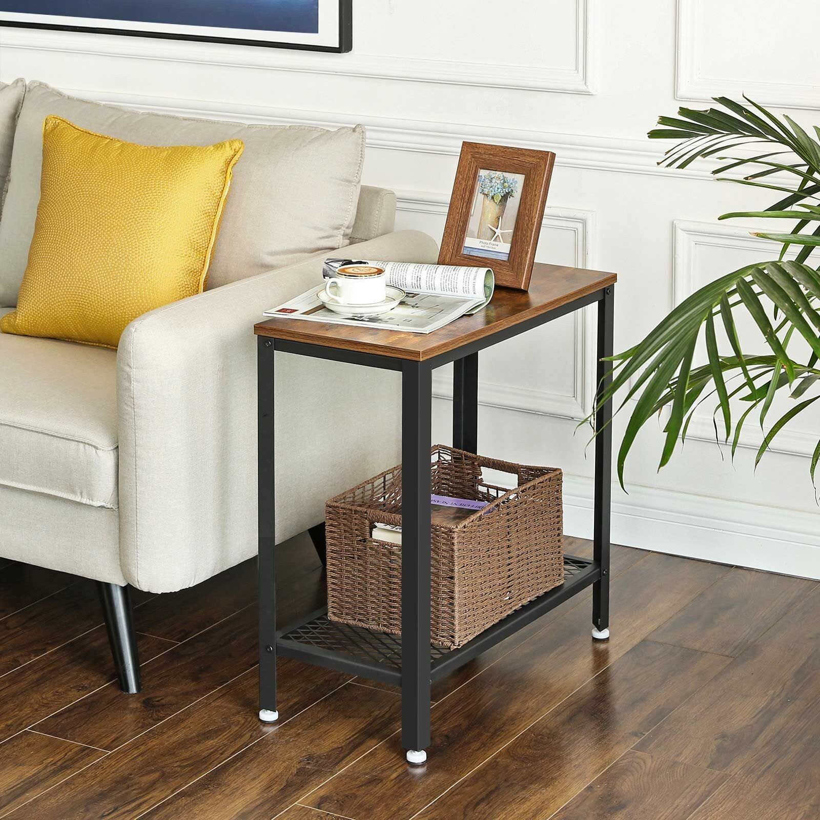 Vintage Side Table Modern Sofa Coffee Table Stand Living Room Rustic Wood Finish - Home and Garden Furniture Shop - rustic - furniture