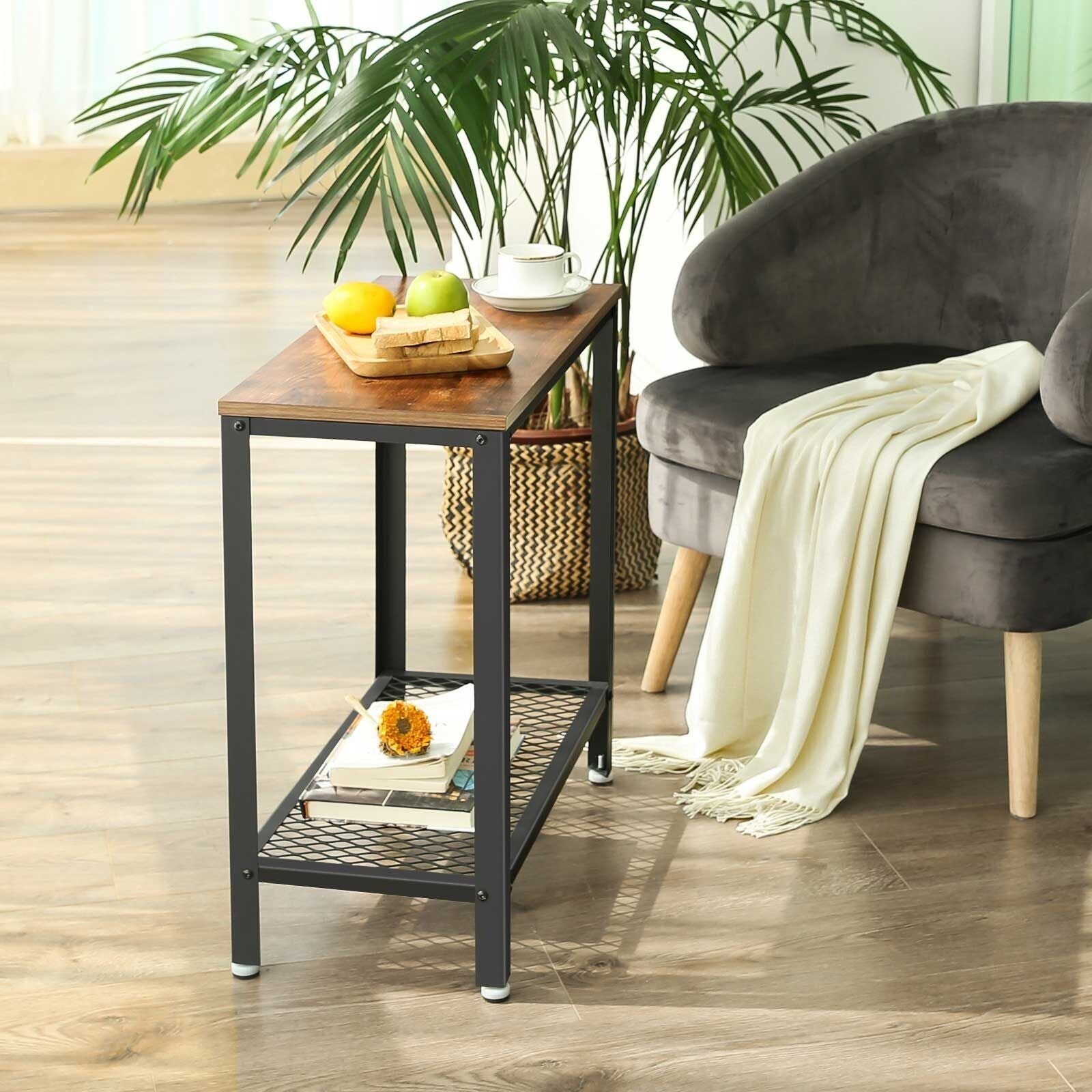 Vintage Side Table Modern Sofa Coffee Table Stand Living Room Rustic Wood Finish - Home and Garden Furniture Shop - rustic - furniture