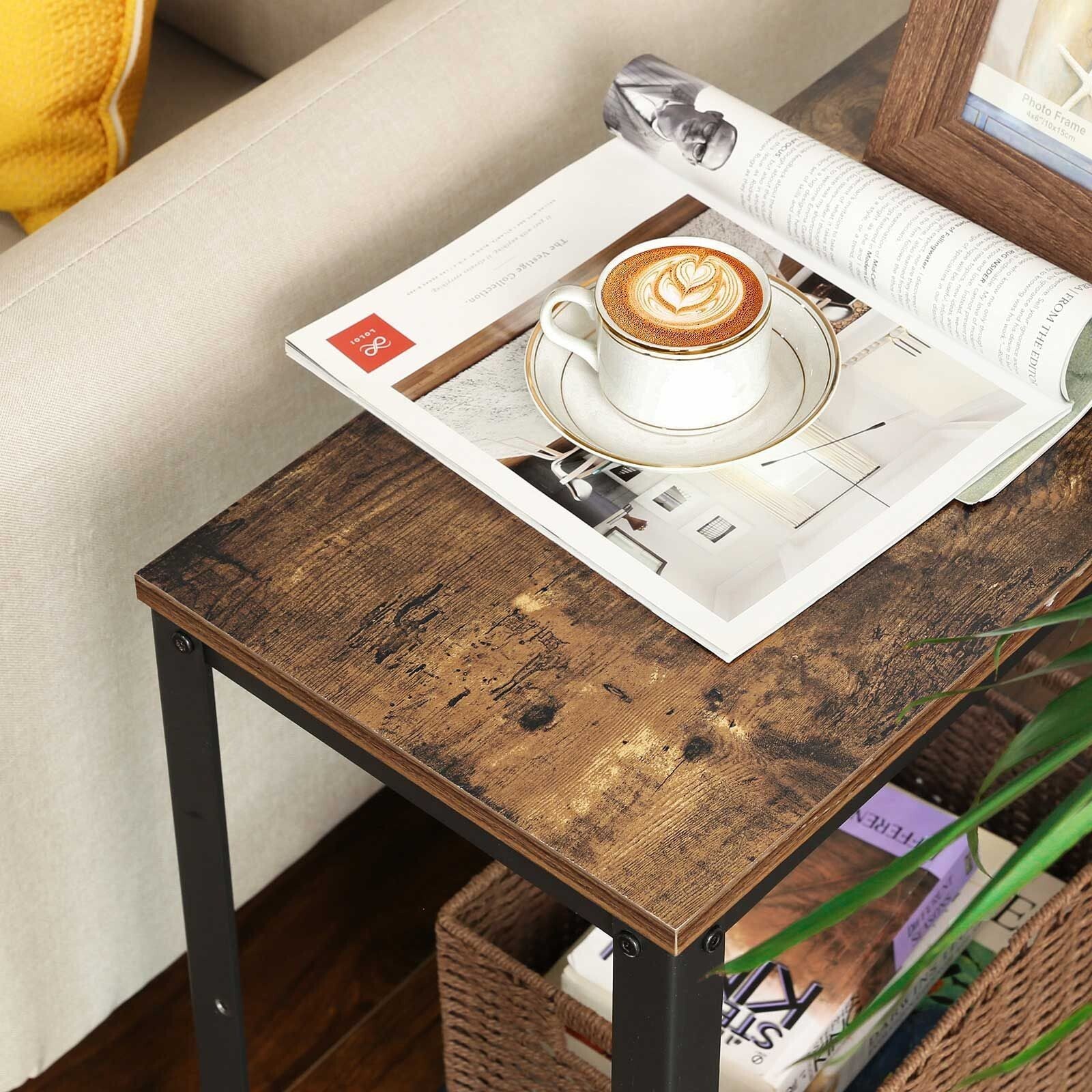 Vintage Side Table Modern Sofa Coffee Table Stand Living Room Rustic Wood Finish - Home and Garden Furniture Shop - rustic - furniture