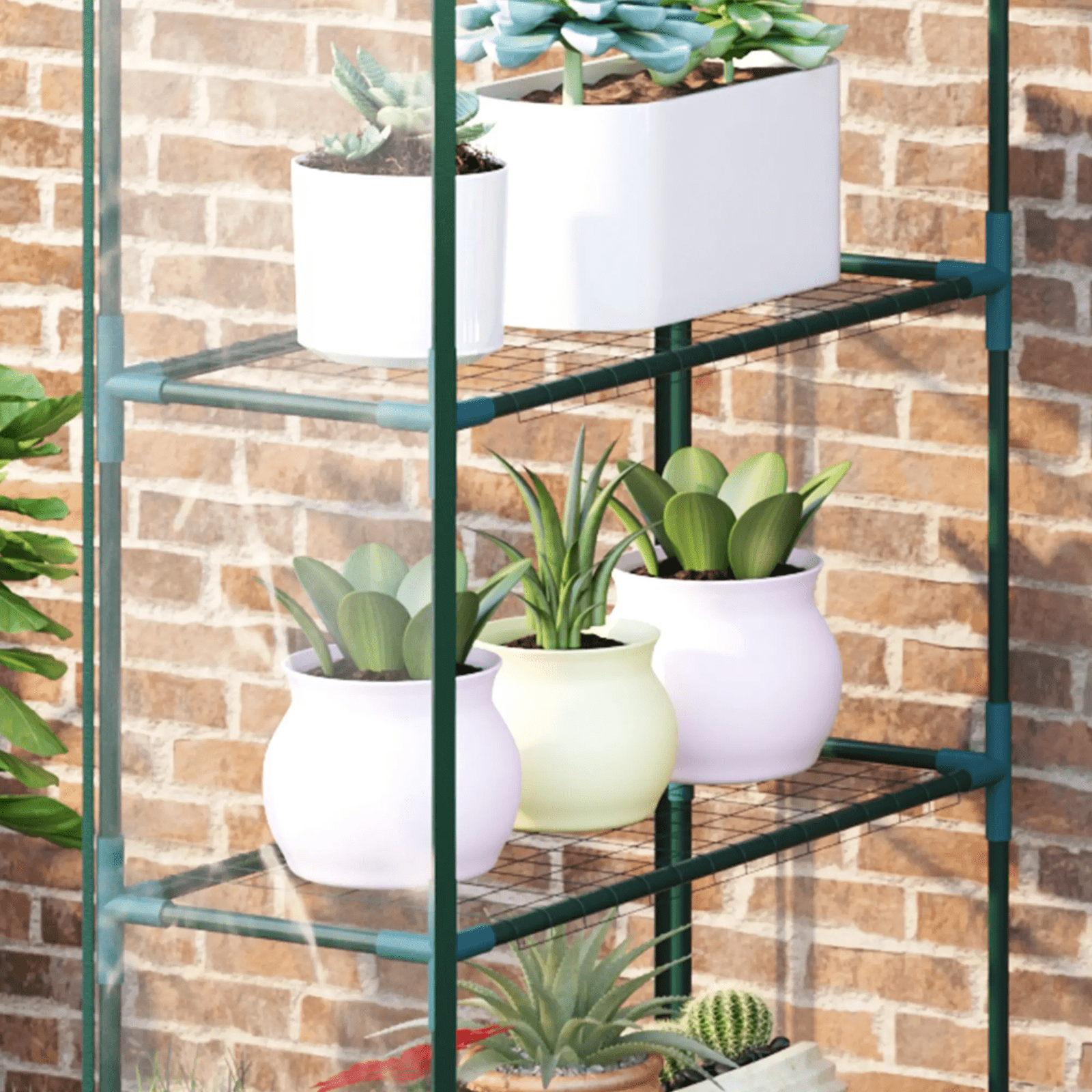 Walk In Greenhouse Garden Clear PVC Cover Plant Grow House Metal Frame Shelves - Home and Garden Furniture Shop - rustic - furniture