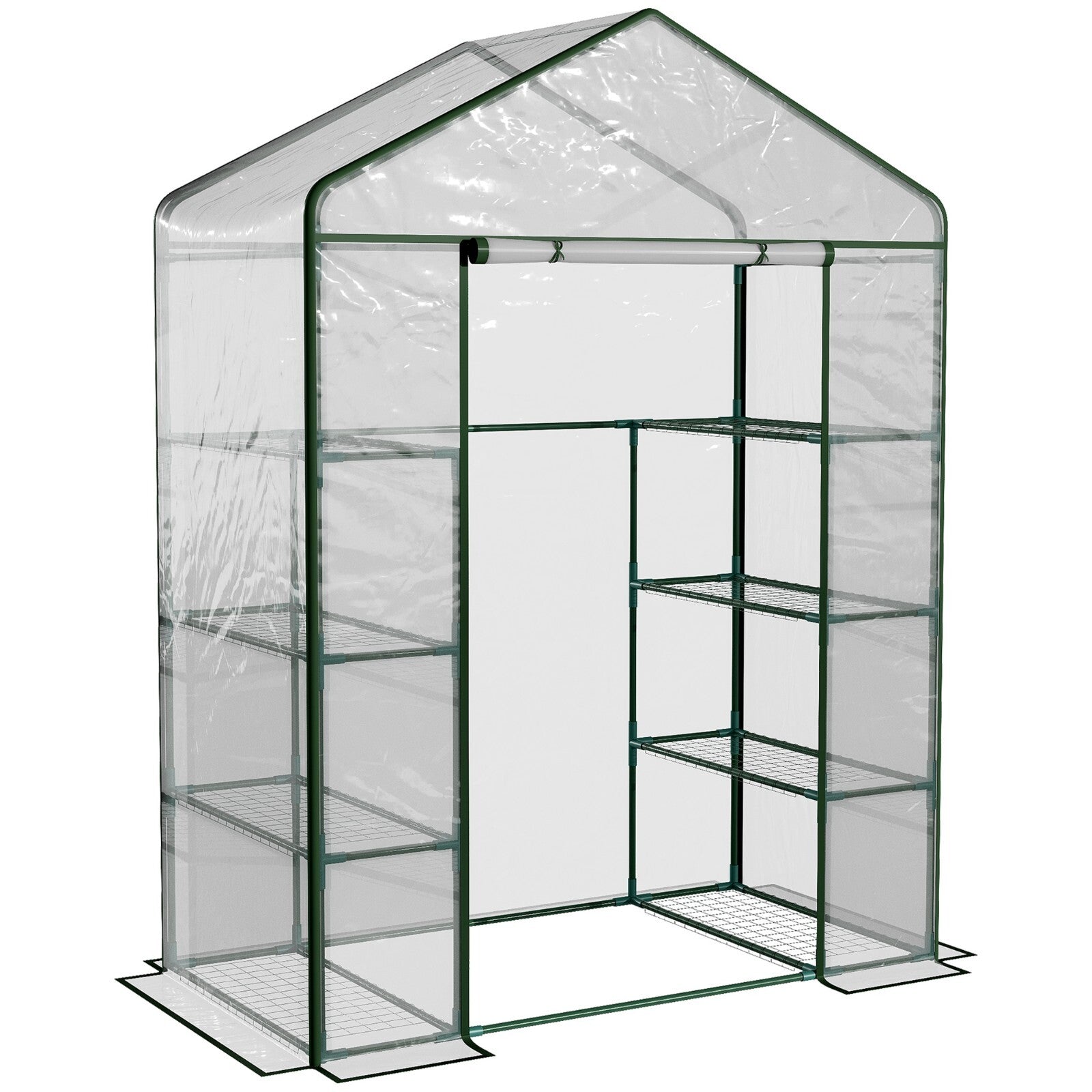 Walk In Greenhouse Garden Clear PVC Cover Plant Grow House Metal Frame Shelves - Home and Garden Furniture Shop - rustic - furniture