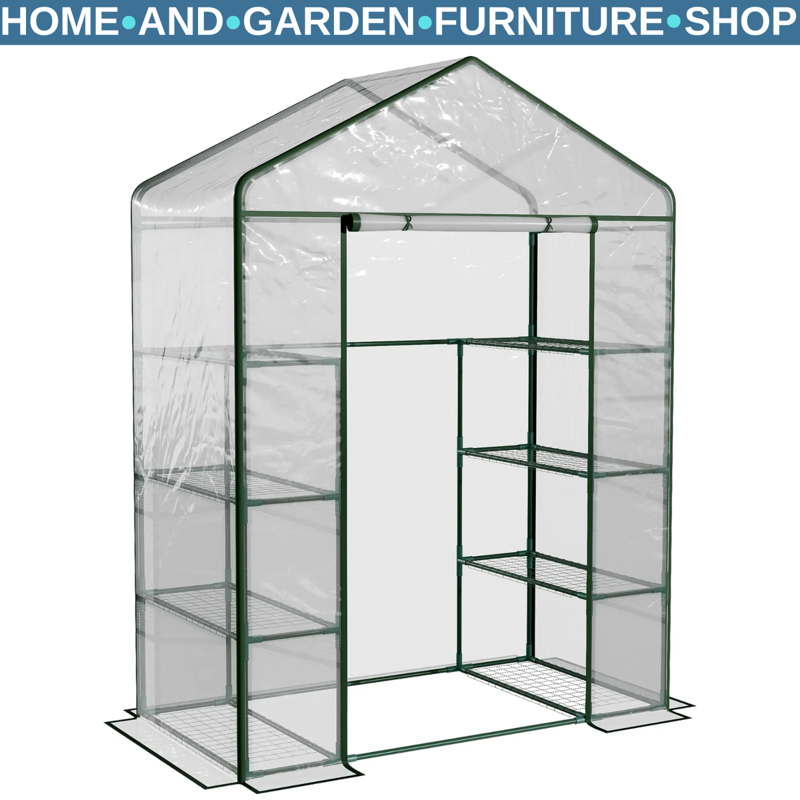Walk In Greenhouse Garden Clear PVC Cover Plant Grow House Metal Frame Shelves - Home and Garden Furniture Shop - rustic - furniture