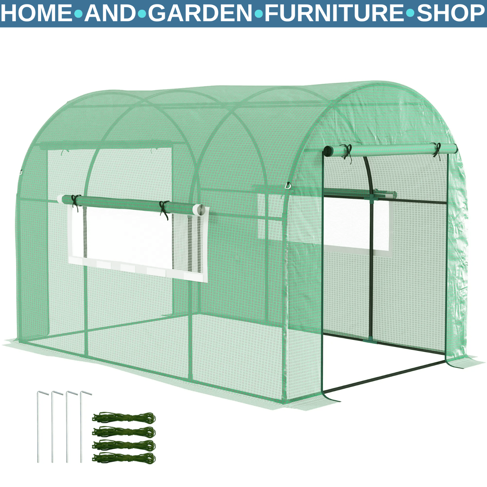 Walk In Greenhouse Large Polytunnel Tent Windows Plant Grow House Steel Frame 3m - Home and Garden Furniture Shop - rustic - furniture