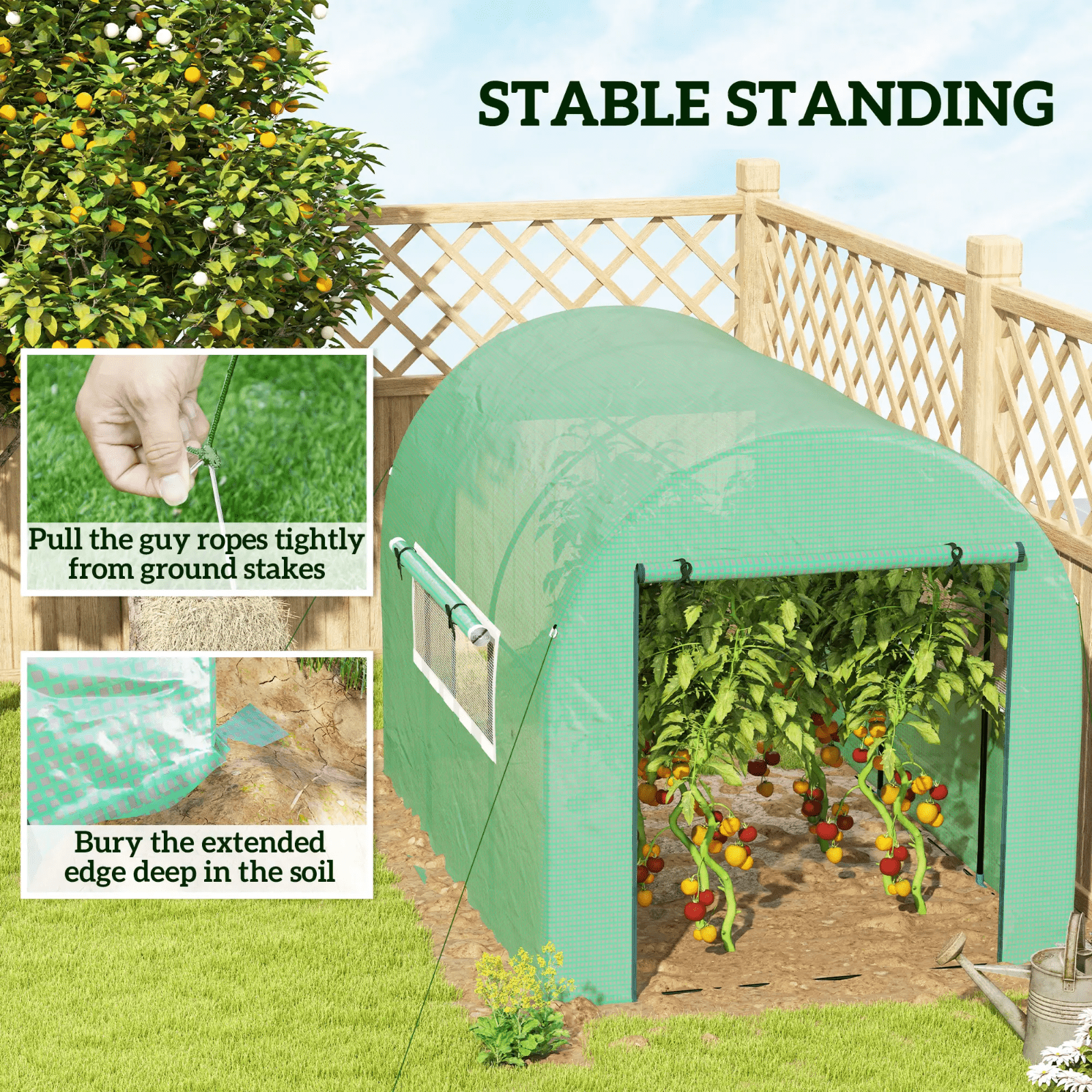 Walk In Greenhouse Large Polytunnel Tent Windows Plant Grow House Steel Frame 3m - Home and Garden Furniture Shop - rustic - furniture