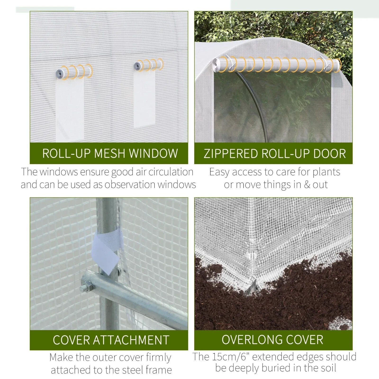 Walk In Greenhouse Large Polytunnel Windows Galvanised Garden Grow Tent Plants - Home and Garden Furniture Shop - rustic - furniture