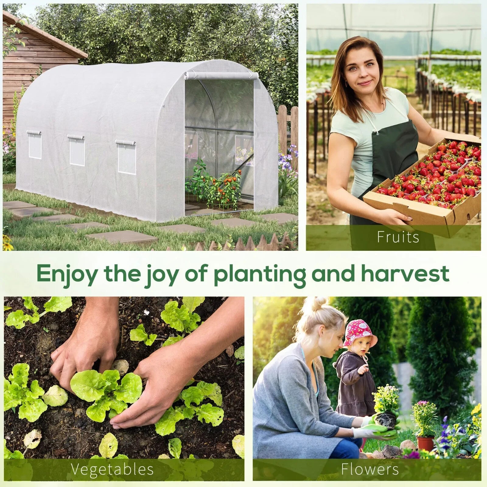 Walk In Greenhouse Large Polytunnel Windows Galvanised Garden Grow Tent Plants - Home and Garden Furniture Shop - rustic - furniture