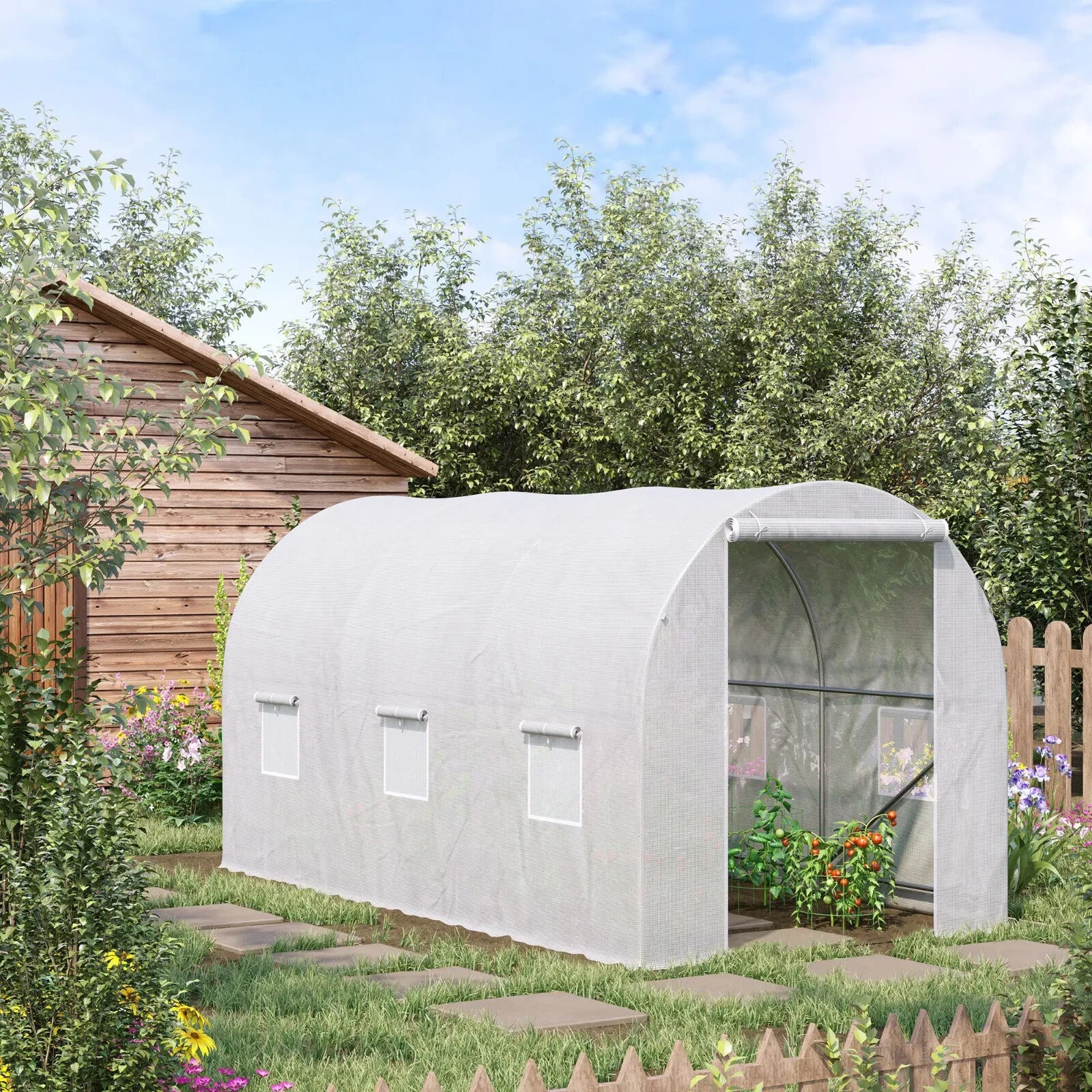 Walk In Greenhouse Large Polytunnel Windows Galvanised Garden Grow Tent Plants - Home and Garden Furniture Shop - rustic - furniture