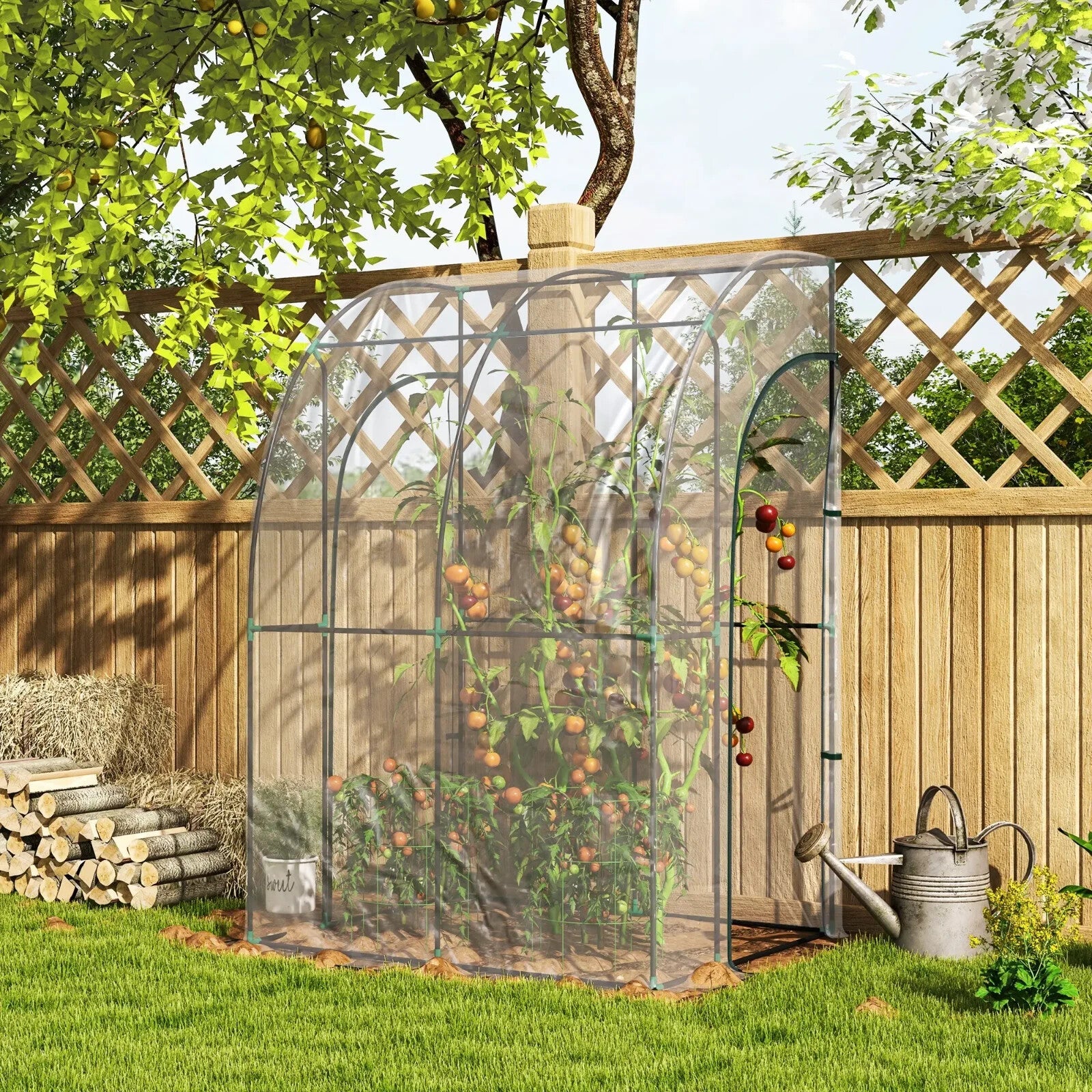 Walk - In Lean to Greenhouse PVC Cover with 2 Zipper Doors & Accessories Clear - Home and Garden Furniture Shop - rustic - furniture