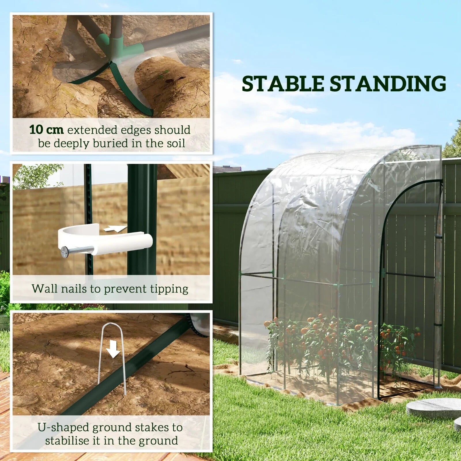 Walk - In Lean to Greenhouse PVC Cover with 2 Zipper Doors & Accessories Clear - Home and Garden Furniture Shop - rustic - furniture