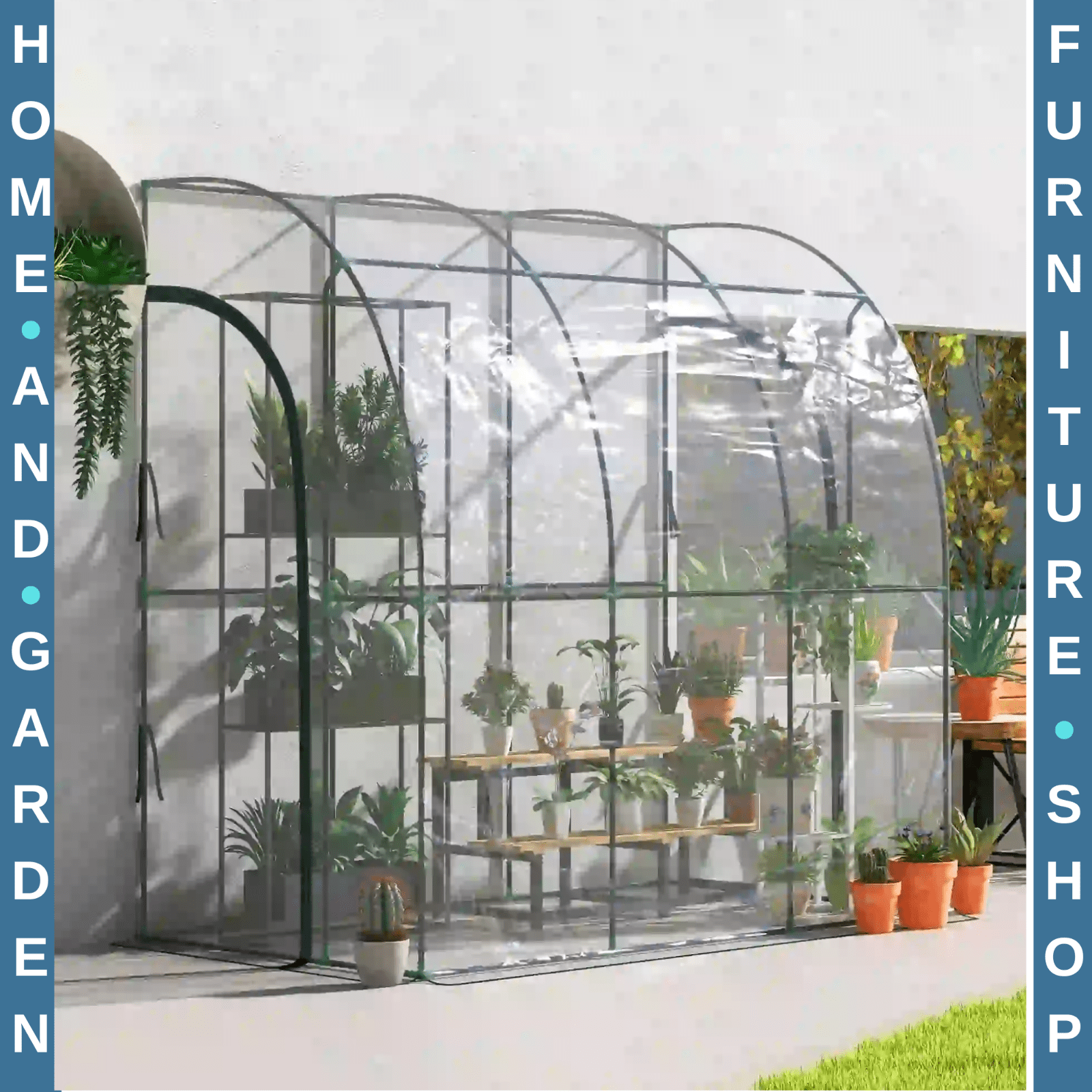 Walk - In Lean To Greenhouse PVC Cover with Accessories & Two Zipper Doors Green - Home and Garden Furniture Shop - rustic - furniture