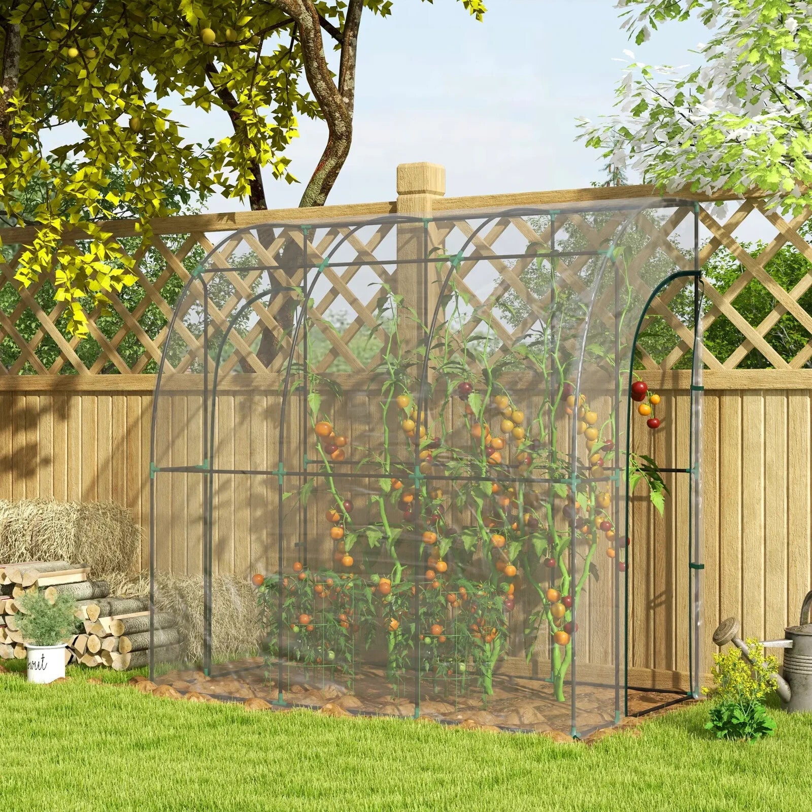 Walk - In Lean To Greenhouse PVC Cover with Accessories & Two Zipper Doors Green - Home and Garden Furniture Shop - rustic - furniture