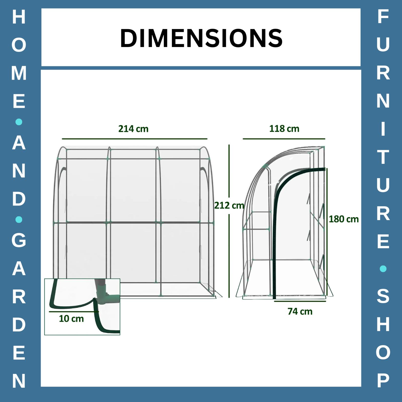 Walk - In Lean To Greenhouse PVC Cover with Accessories & Two Zipper Doors Green - Home and Garden Furniture Shop - rustic - furniture