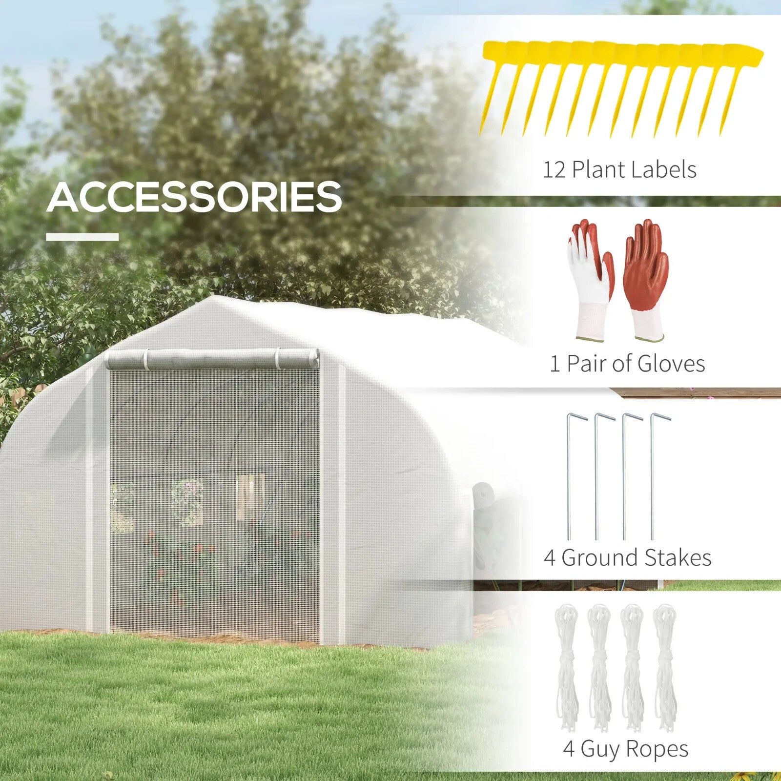 Walk - In Polytunnel Greenhouse 4 x 3m with Sidewalls Mesh Door and 8 Windows Tent - Home and Garden Furniture Shop - rustic - furniture