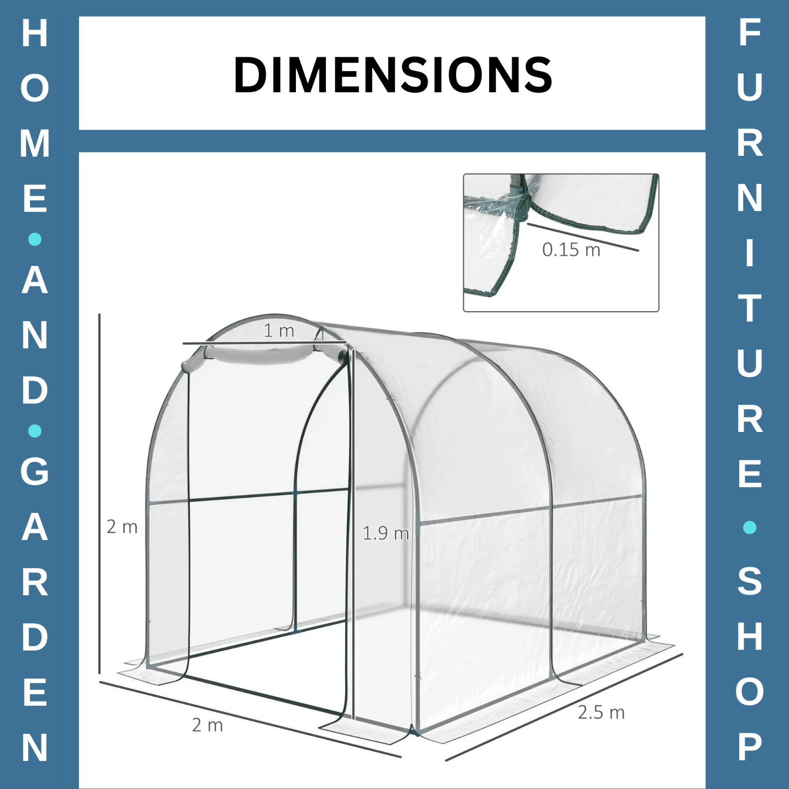 Walk In Polytunnel Greenhouse Door PVC Cover 2.5 x 2m Garden Potting Plant Shed - Home and Garden Furniture Shop - rustic - furniture