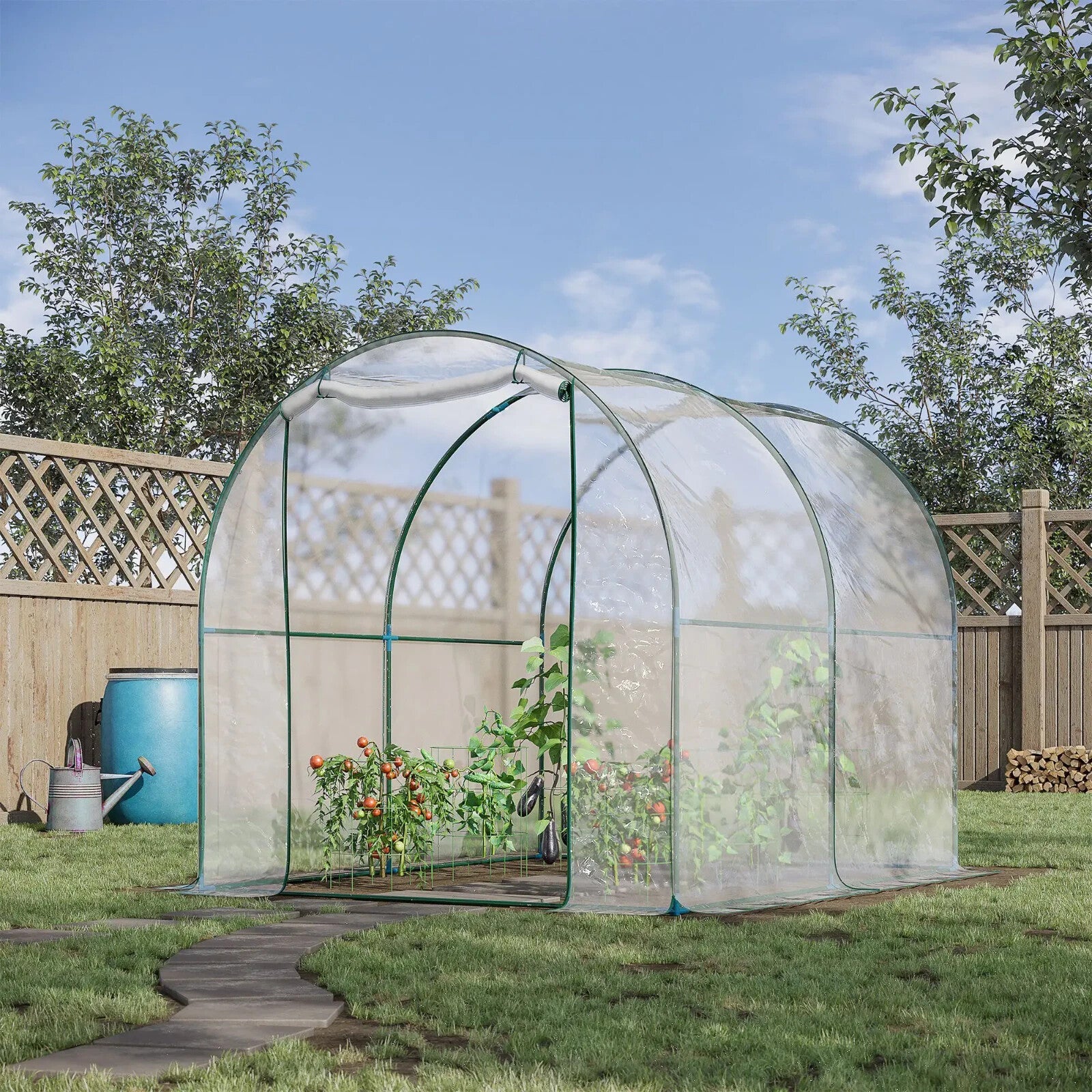Walk In Polytunnel Greenhouse Door PVC Cover 2.5 x 2m Garden Potting Plant Shed - Home and Garden Furniture Shop - rustic - furniture