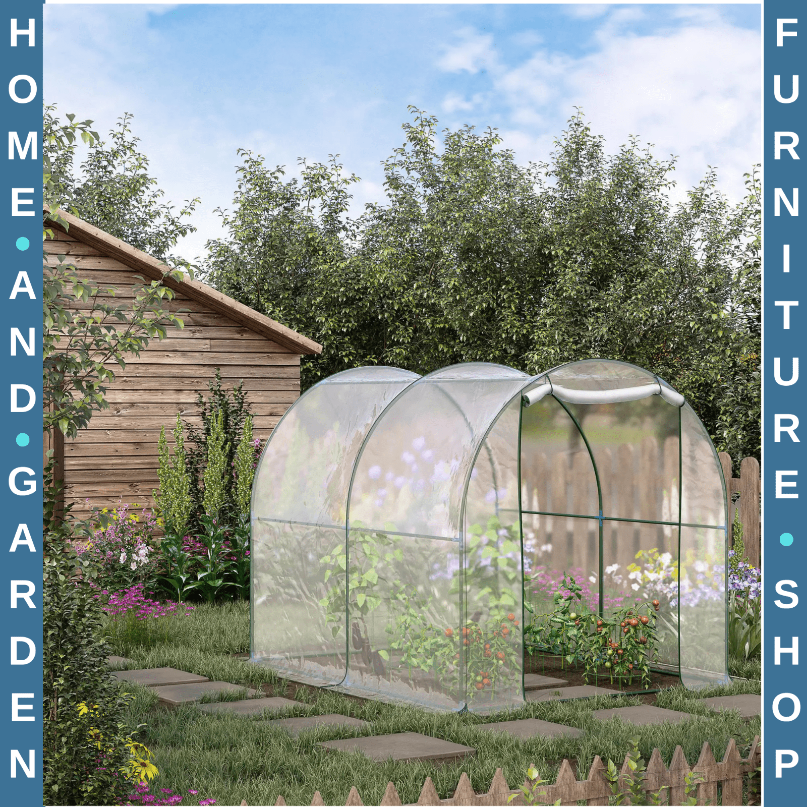 Walk In Polytunnel Greenhouse Door PVC Cover 2.5 x 2m Garden Potting Plant Shed - Home and Garden Furniture Shop - rustic - furniture