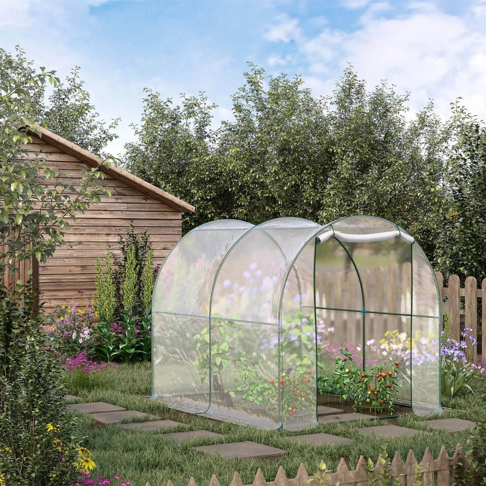 Walk In Polytunnel Greenhouse Door PVC Cover 2.5 x 2m Garden Potting Plant Shed - Home and Garden Furniture Shop - rustic - furniture