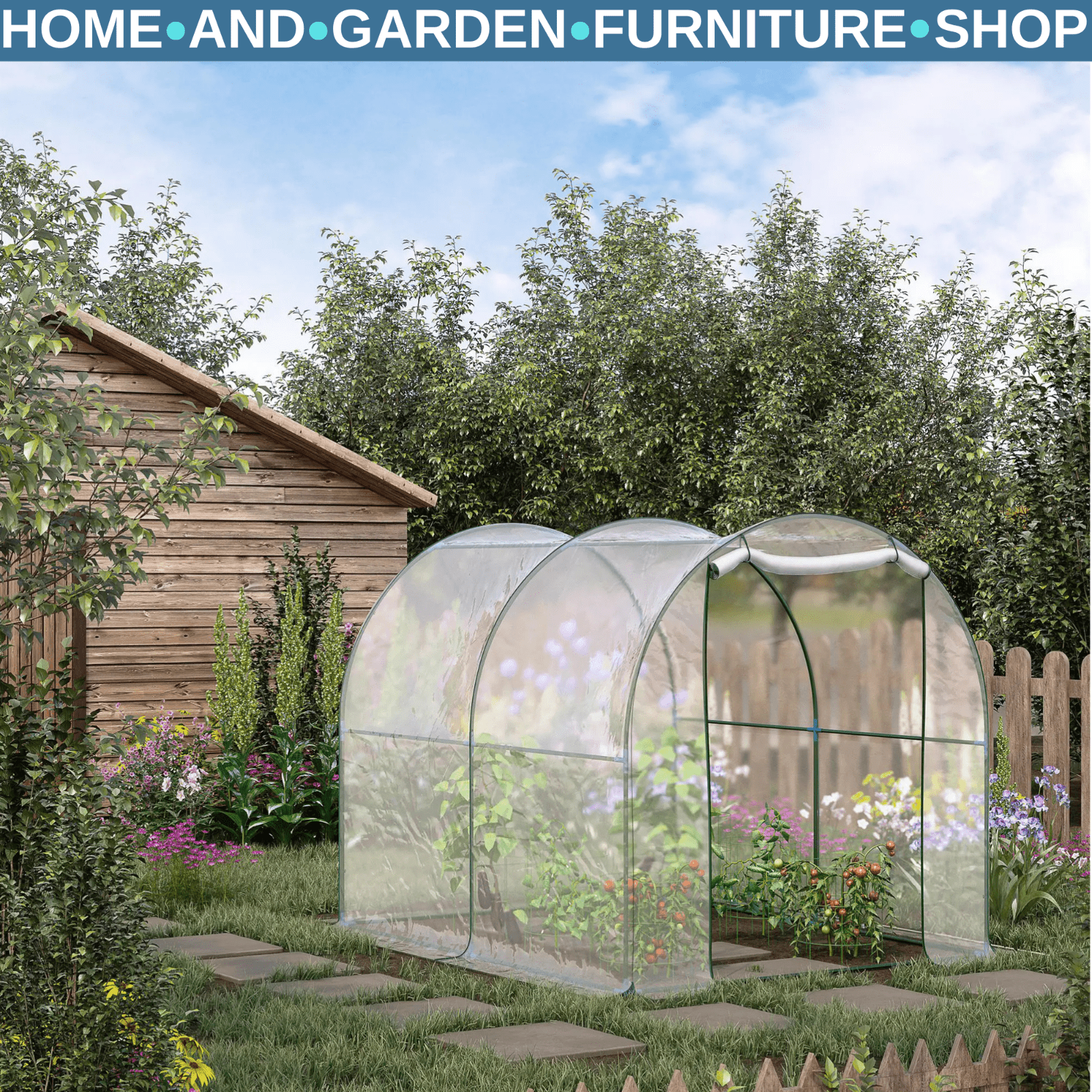 Walk In Polytunnel Greenhouse Door PVC Cover 2.5 x 2m Garden Potting Plant Shed - Home and Garden Furniture Shop - rustic - furniture