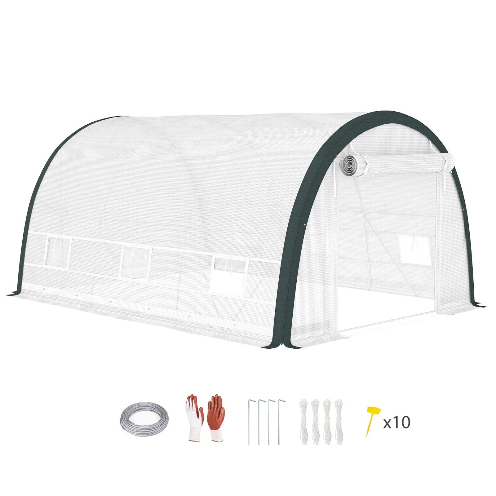 Walk in Tunnel Greenhouse Tent Metal Frame Garden Grow House Mesh Door & Windows - Home and Garden Furniture Shop - #rustic - furniture#