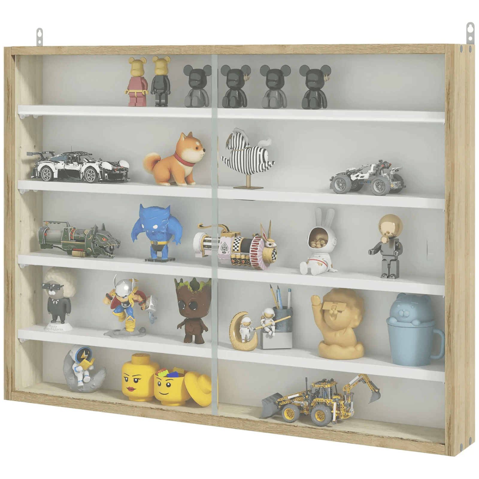 Wall Glass Display Cabinet Models Vitrine Collectors Storage Box 5 Shelves Unit - Home and Garden Furniture Shop - rustic - furniture