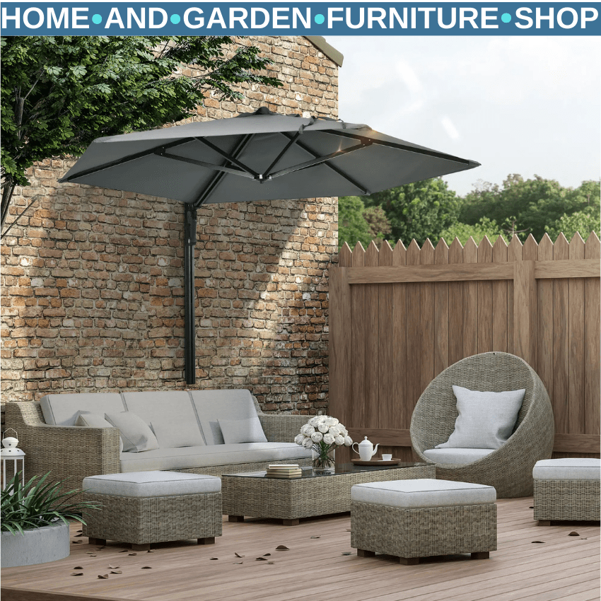 Wall Mounted Garden Parasol with 180 Degree Rotating Canopy for Patio Porch Deck - Home and Garden Furniture Shop - rustic - furniture