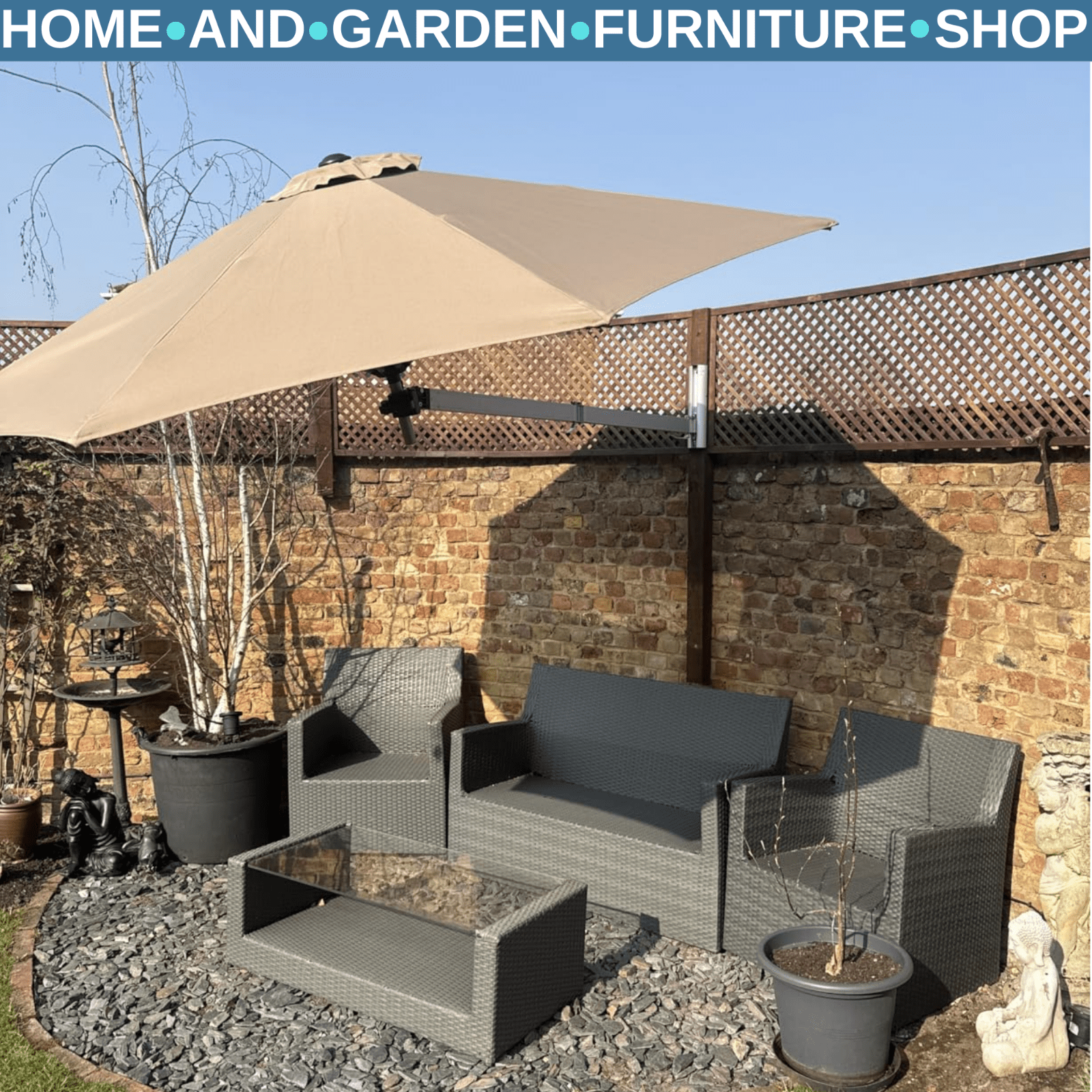 Wall Mounted Parasol 180 Degree Canopy Outdoor Patio Umbrella for Garden Porch - Home and Garden Furniture Shop - rustic - furniture