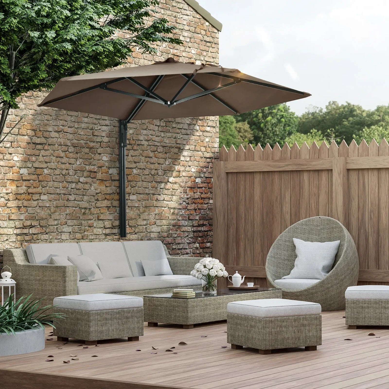 Wall Mounted Parasol 180 Degree Canopy Outdoor Patio Umbrella for Garden Porch - Home and Garden Furniture Shop - rustic - furniture