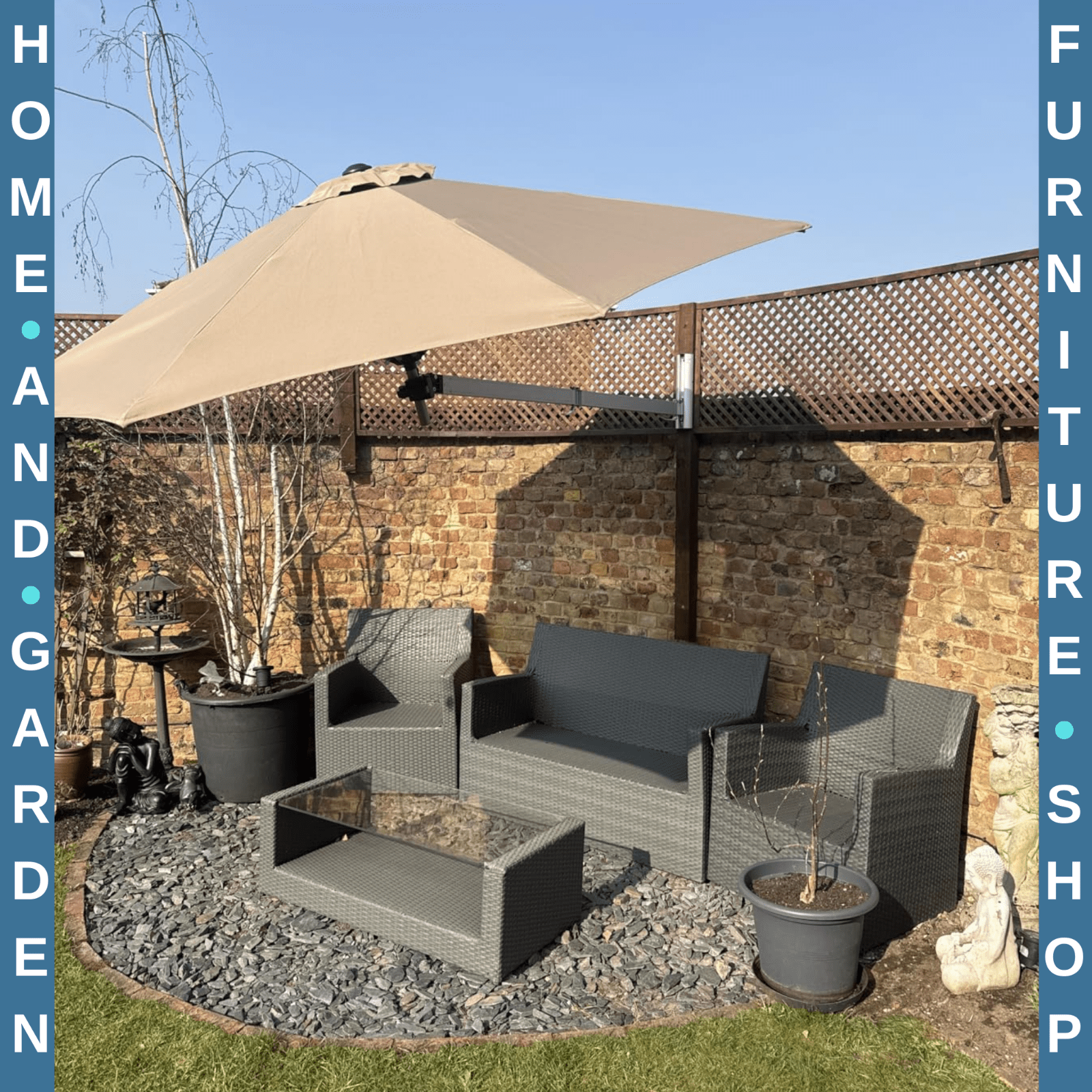Wall Mounted Parasol 180 Degree Canopy Outdoor Patio Umbrella for Garden Porch - Home and Garden Furniture Shop - rustic - furniture