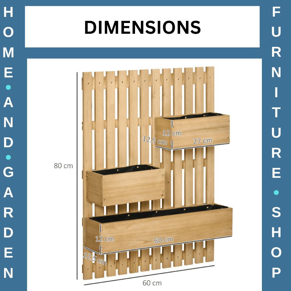 Wall Mounted Wooden Garden Planters w/ Trellis Drainage Holes and 3 Raised Boxes - Home and Garden Furniture Shop - #rustic - furniture#