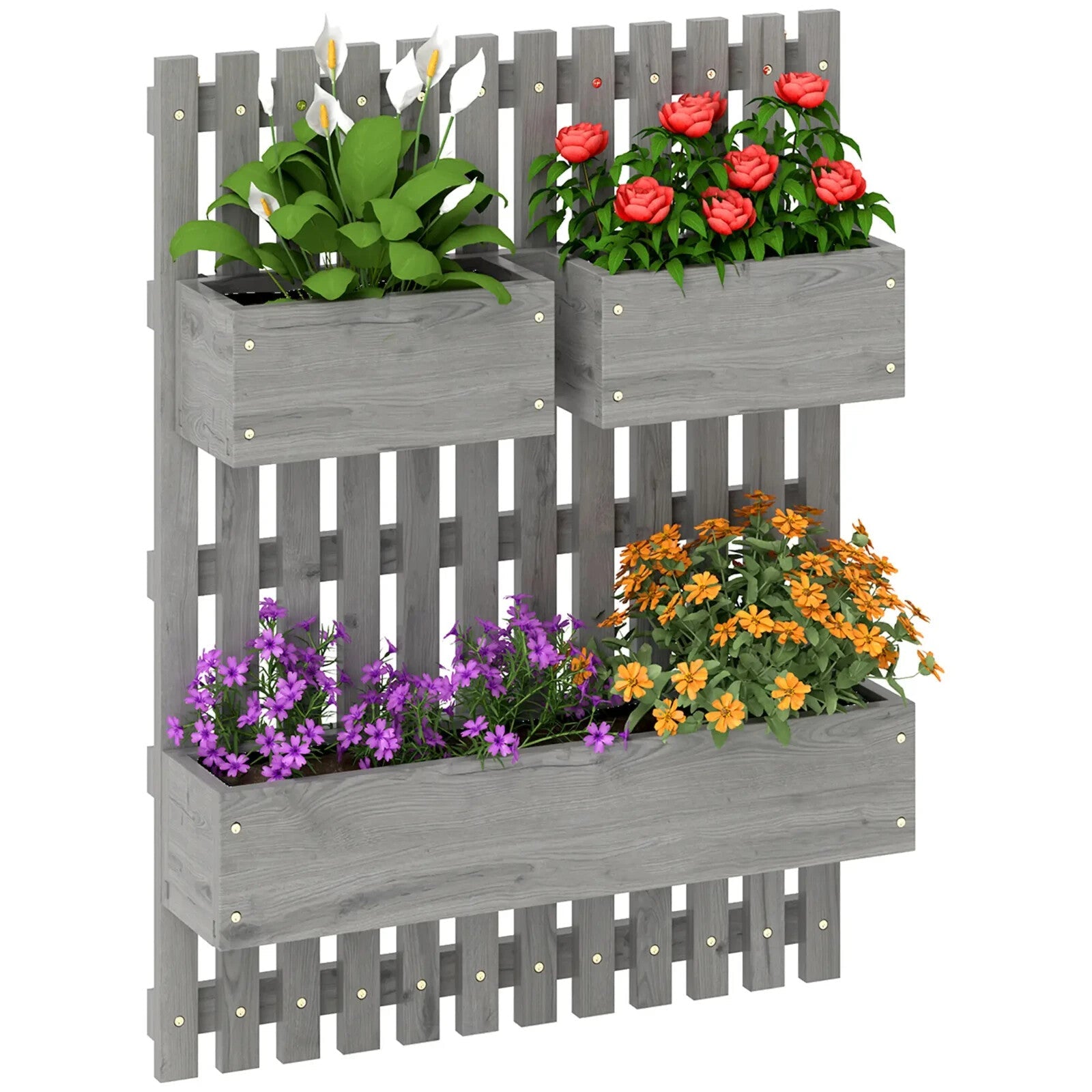 Wall Mounted Wooden Garden Planters With Trellis And 3 Boxes Outdoor Patio - Home and Garden Furniture Shop - rustic - furniture