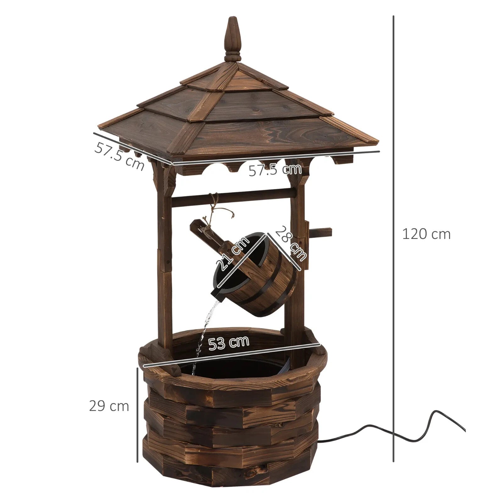 Water Fountain Wishing Well Barrel Design W/ Pump For Waterfall Carbonized Wood - Home and Garden Furniture Shop - rustic - furniture