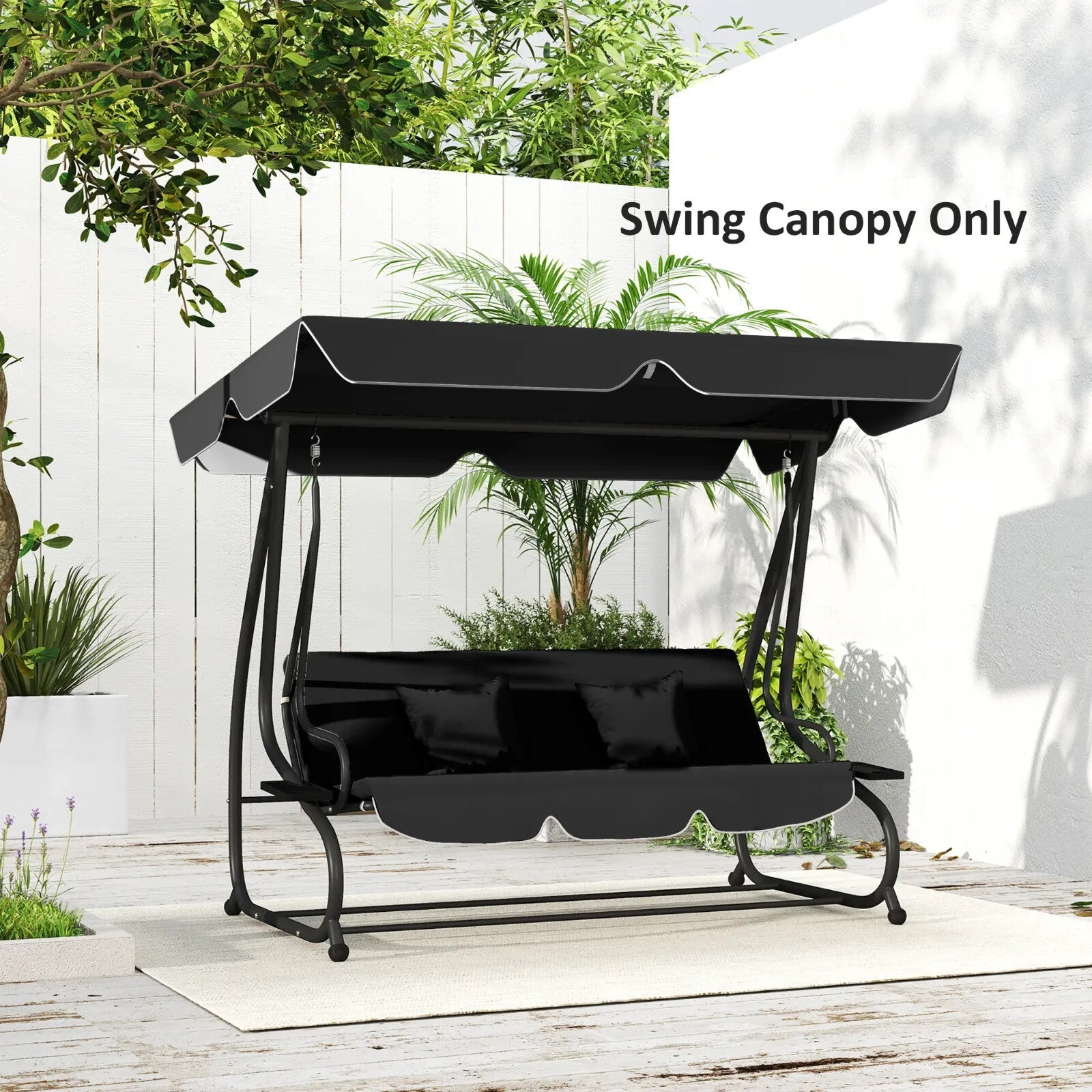 Waterproof Garden 3 Seater Swing Seat Canopy Cover Replacement for Patio, Black - Home and Garden Furniture Shop - rustic - furniture