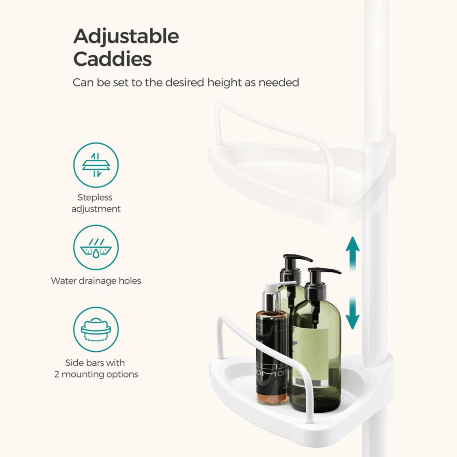 White Adjustable Corner Bathroom Shelf Shower Caddy Storage Telescopic Pole Unit - Home and Garden Furniture Shop - rustic - furniture