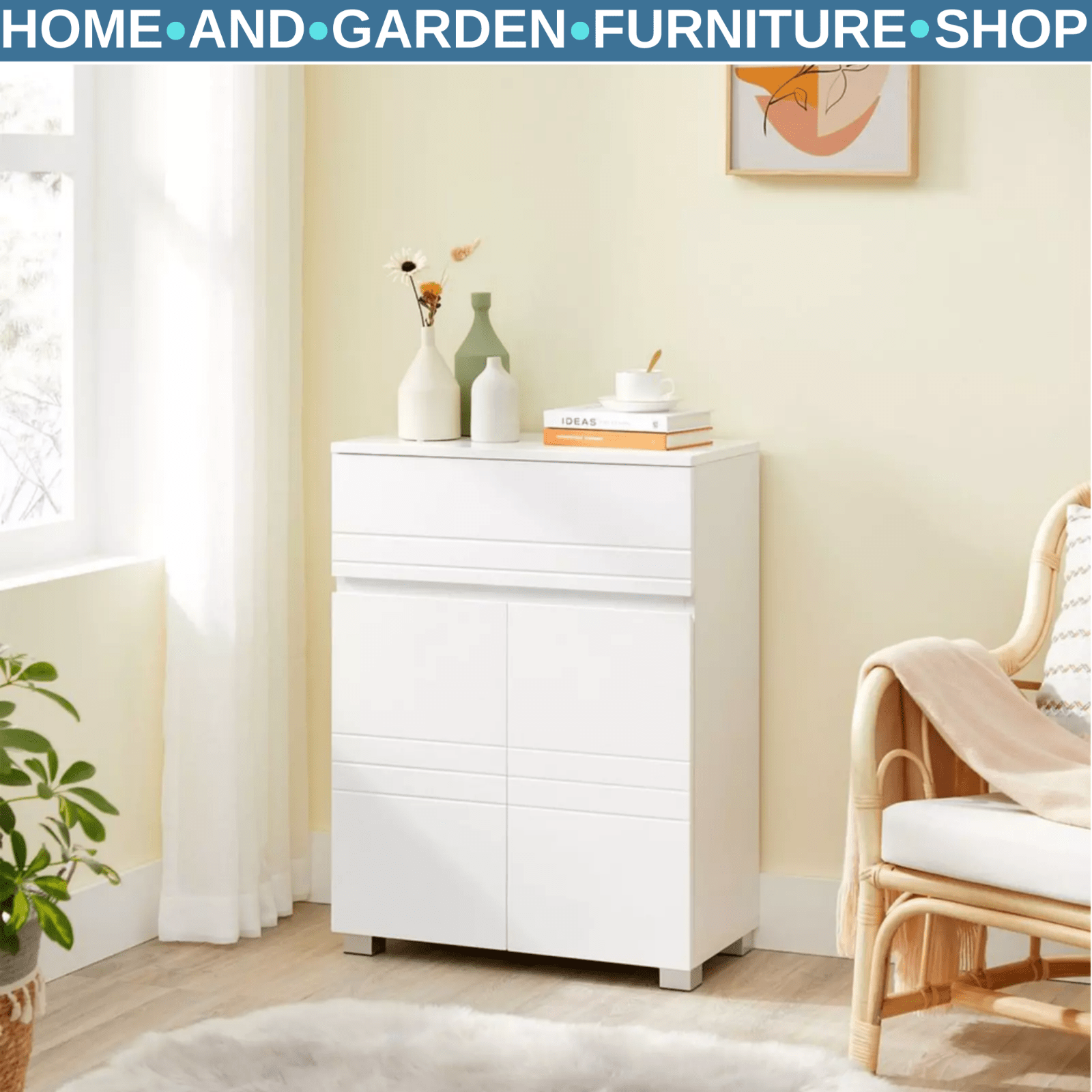 White Bathroom Floor Cabinet Freestanding 2 Doors Drawer Cupboard Storage Shelf - Home and Garden Furniture Shop - rustic - furniture