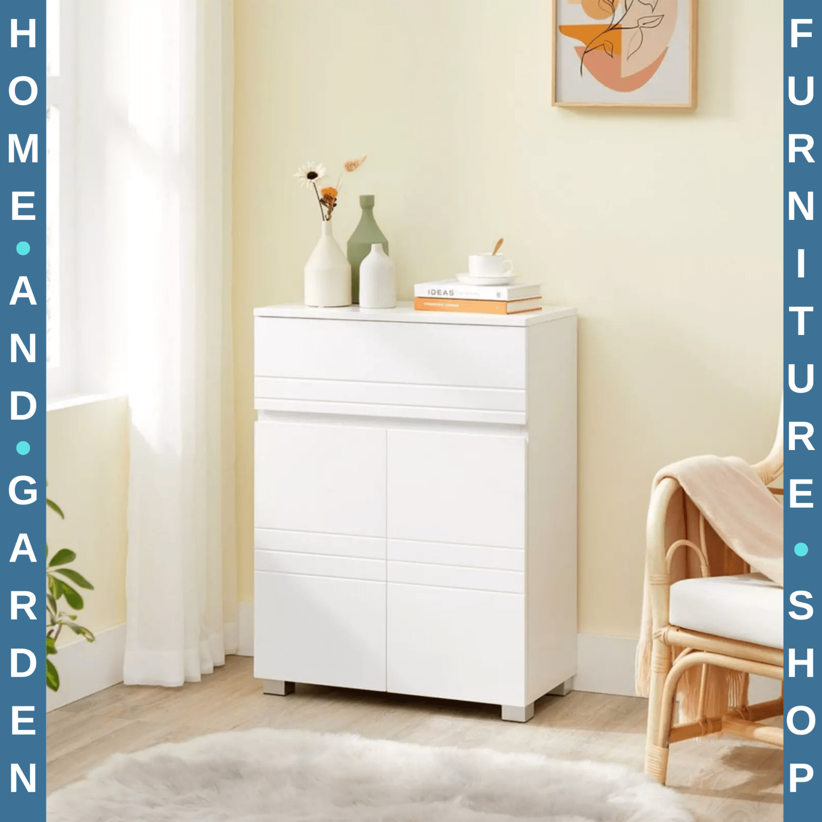 White Bathroom Floor Cabinet Freestanding 2 Doors Drawer Cupboard Storage Shelf - Home and Garden Furniture Shop - rustic - furniture