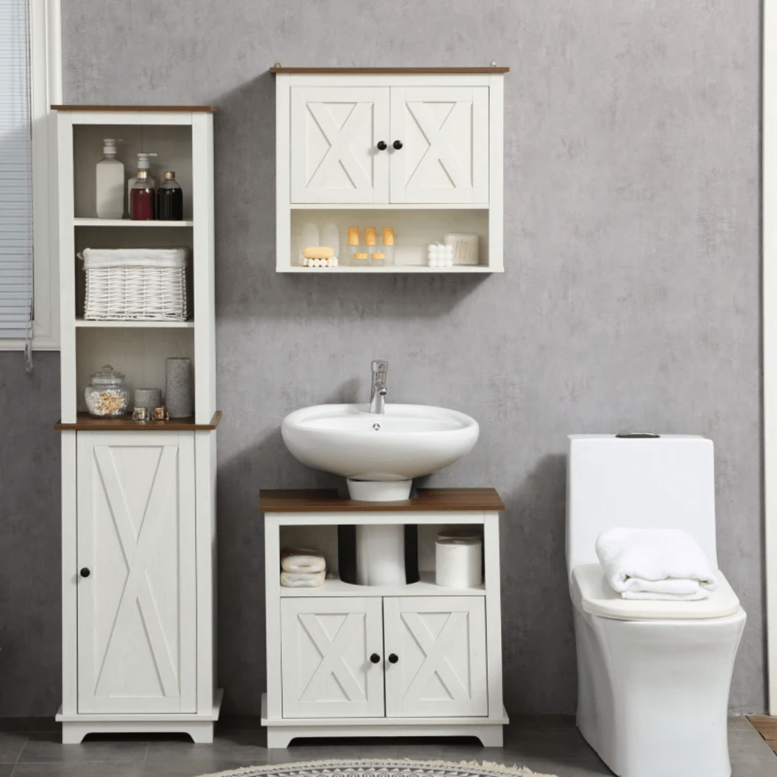 White Bathroom Under Sink Vanity Unit Wash Basin Base Cabinet Storage Cupboard - Home and Garden Furniture Shop - rustic - furniture