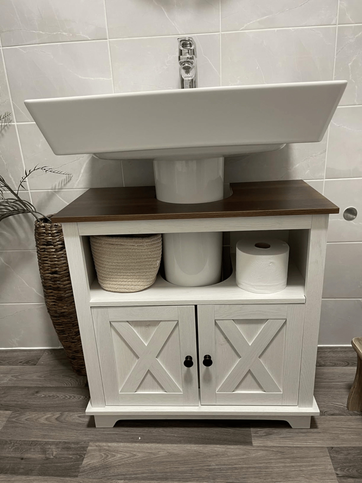 White Bathroom Under Sink Vanity Unit Wash Basin Base Cabinet Storage Cupboard - Home and Garden Furniture Shop - rustic - furniture