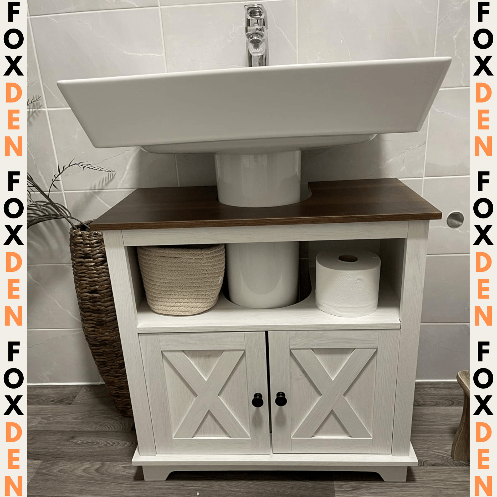 White Bathroom Under Sink Vanity Unit Wash Basin Base Cabinet Storage Cupboard - Home and Garden Furniture Shop - rustic - furniture