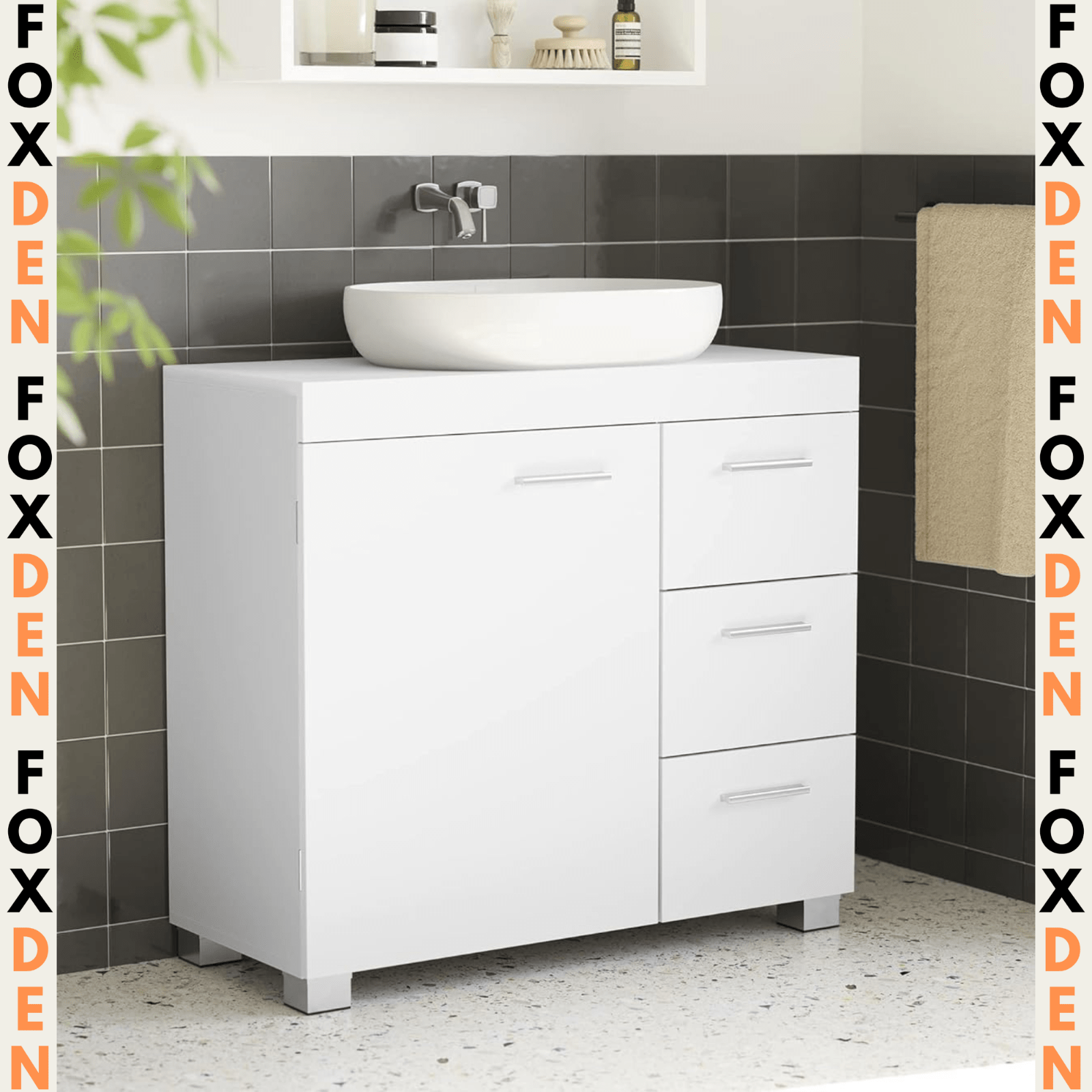 White Bathroom Vanity Unit Wash Basin Base Cabinet and Drawers Storage Cupboard - Home and Garden Furniture Shop - #rustic - furniture#